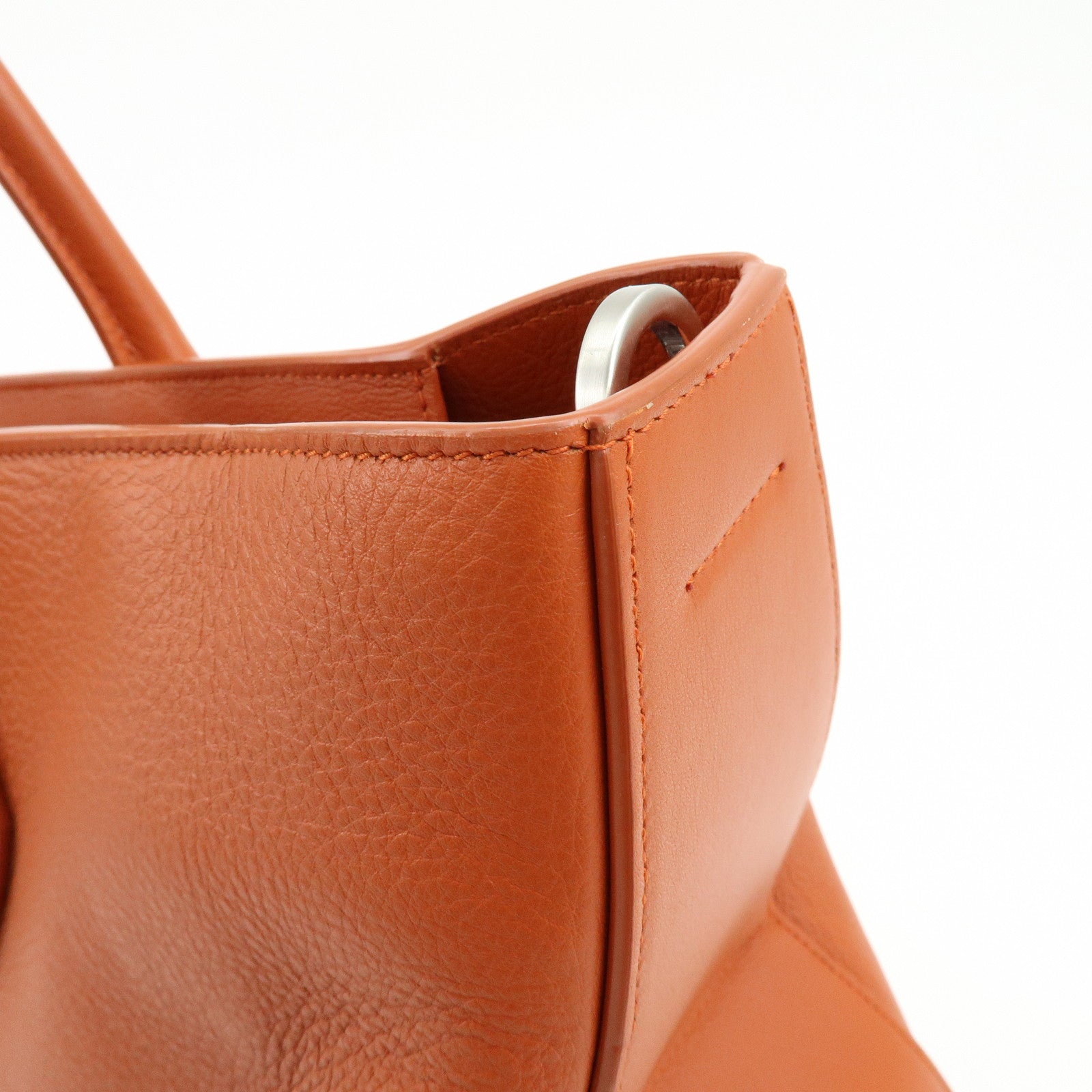 Ferragamo Logo Leather Tote Bag Hand Bag Orange