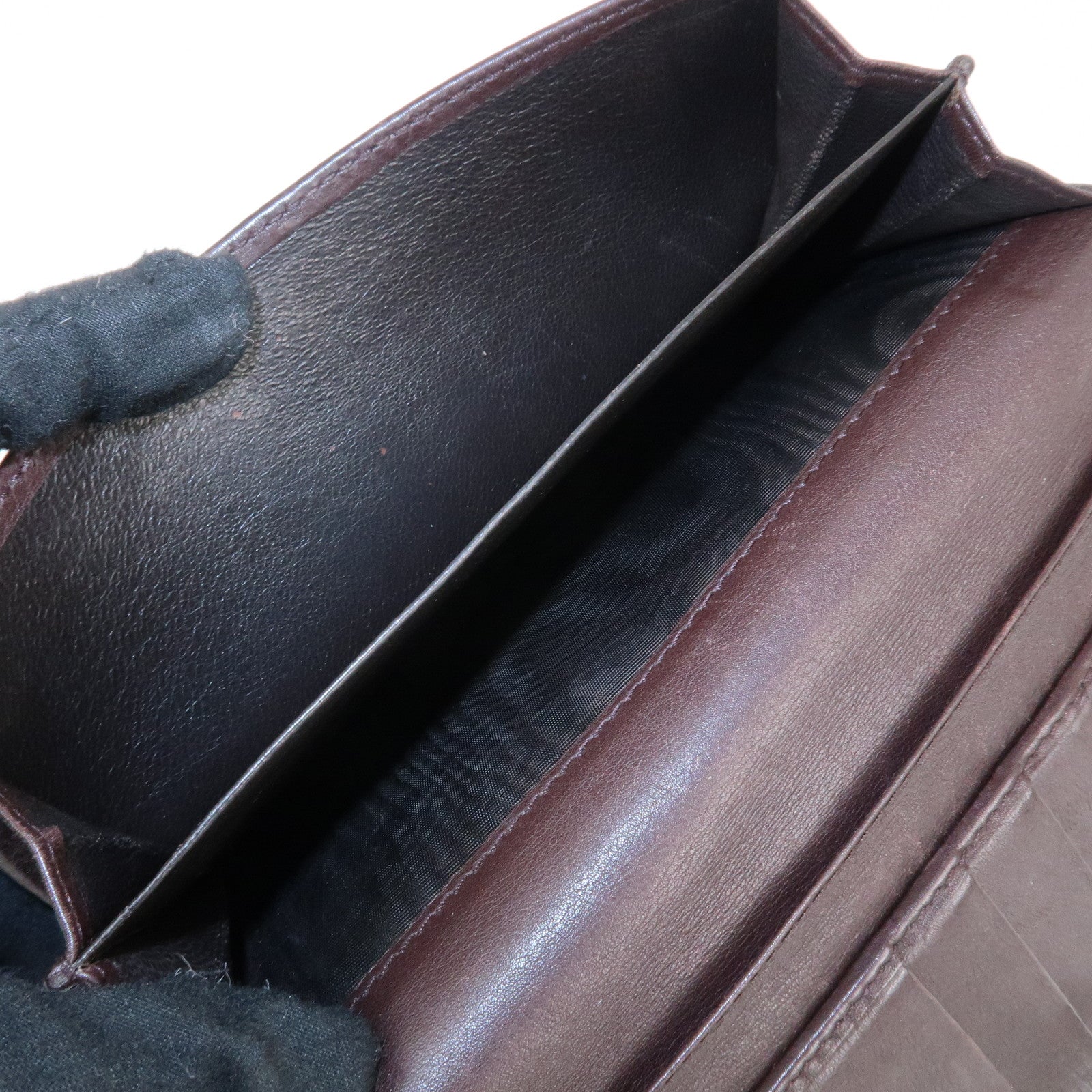 GUCCI Set of 3 Leather Long Wallet Round Zippy Wallet Bi-fold Wallet Dark Brown Pink Used