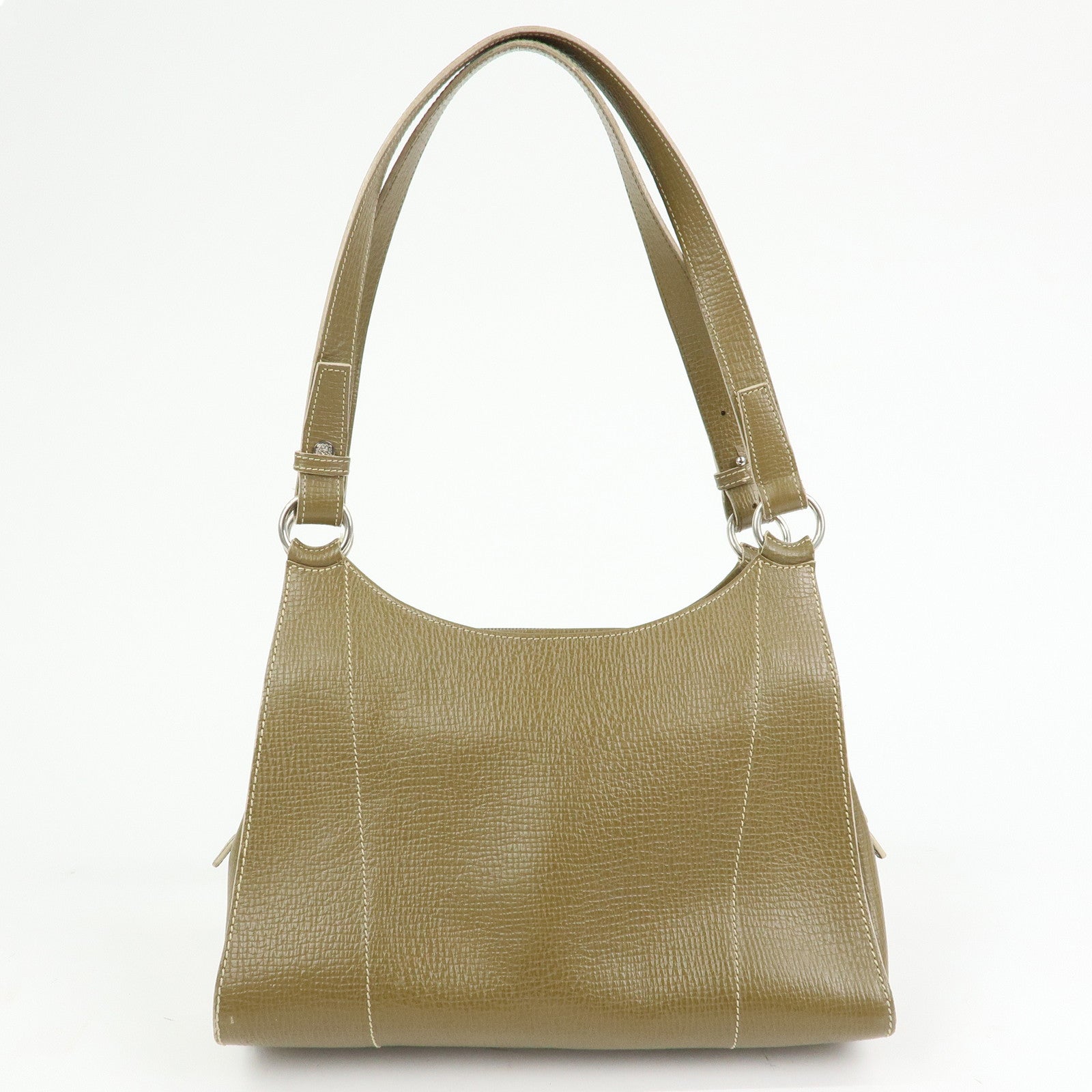 LOEWE Logo Leather Shoulder Bag Hand Bag Khaki