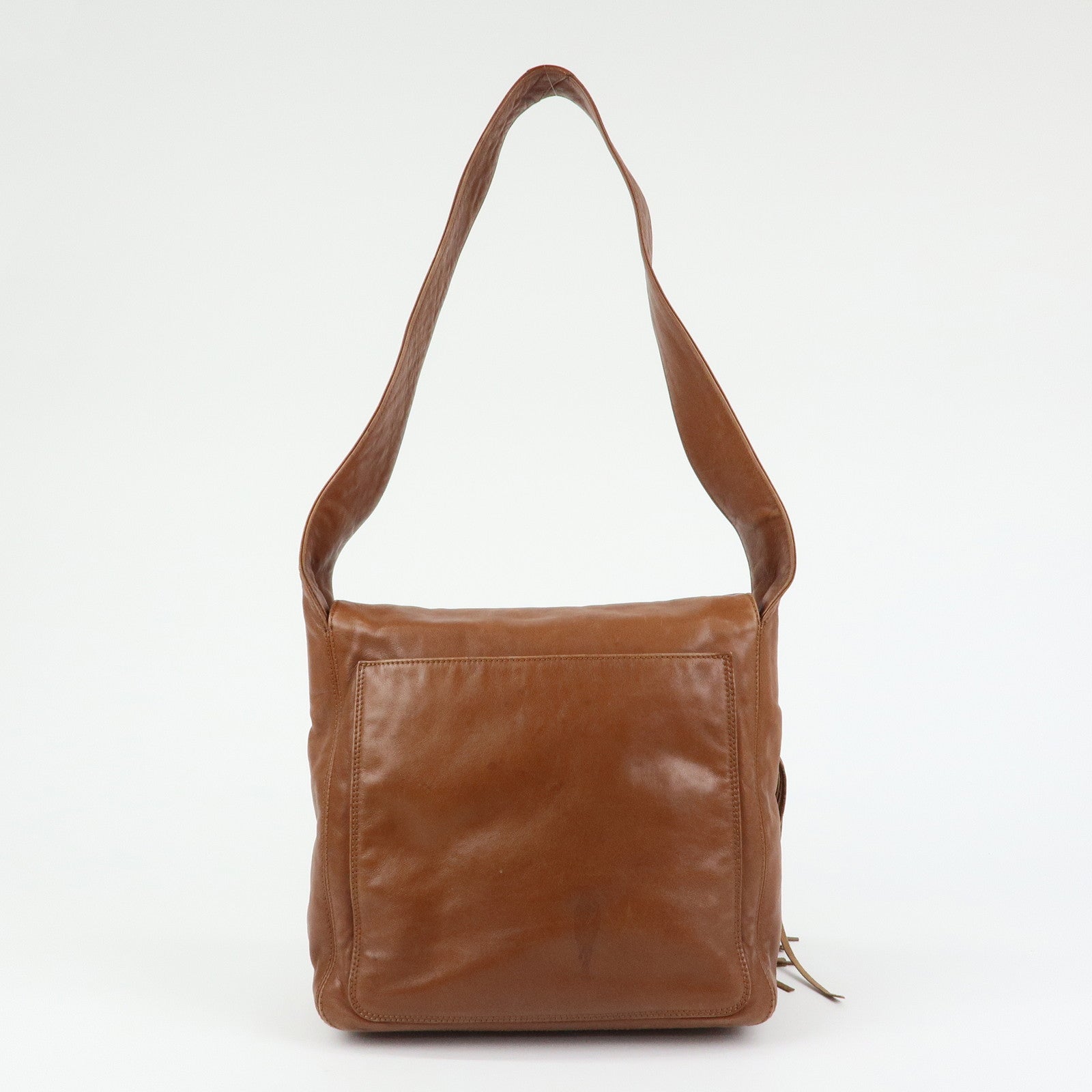 CHANEL COCO Mark Leather Shoulder Bag Tassel Charm Brown