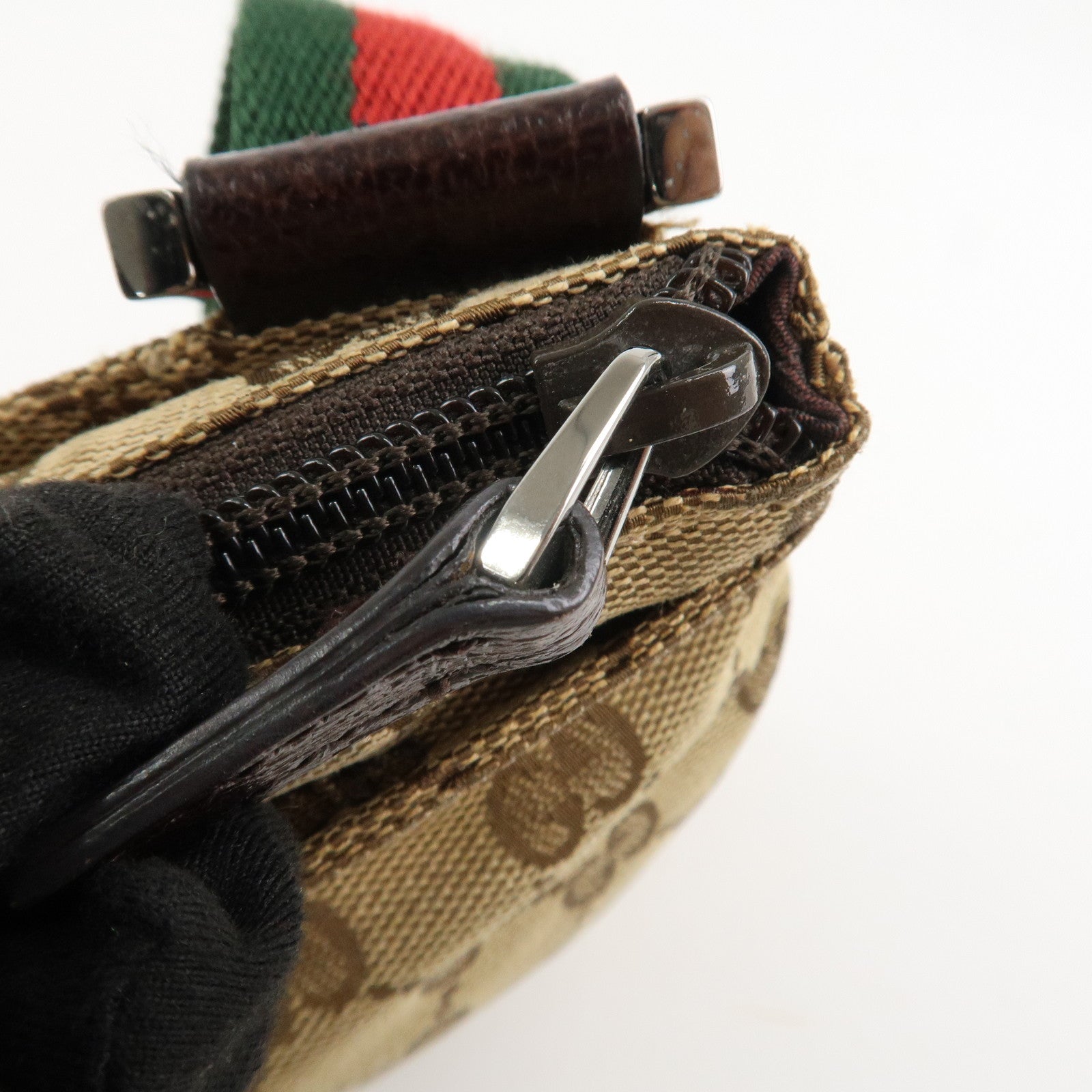 GUCCI Sherry GG Canvas Leather Shoulder Bag Beige 146309 Used