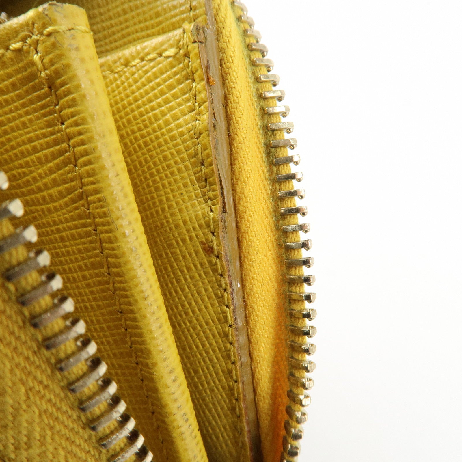 FENDI Zucca PVC Leather Round Zippy Long Wallet Brown Yellow 8M0299 Used