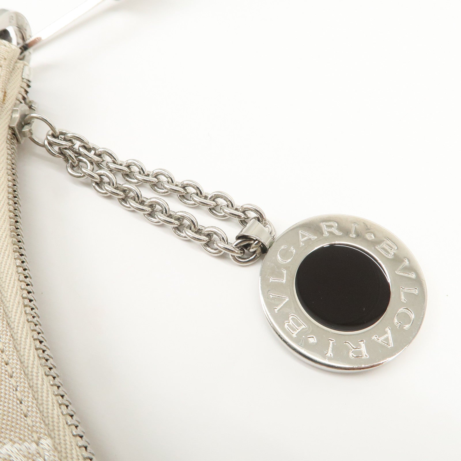 BVLGARI Logomania Canvas Leather Shoulder Bag Hand Bag Beige Brown