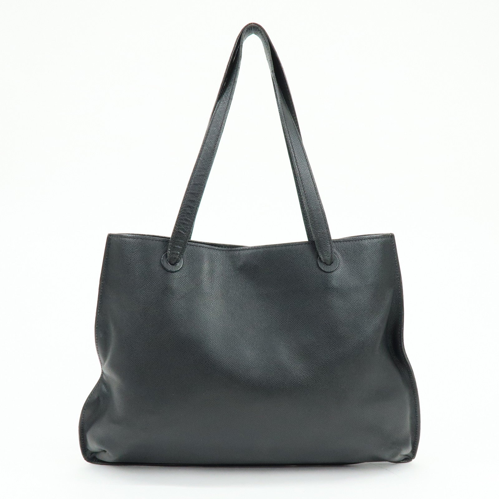 CHANEL Calf Skin Tote Bag Shoulder Bag Black