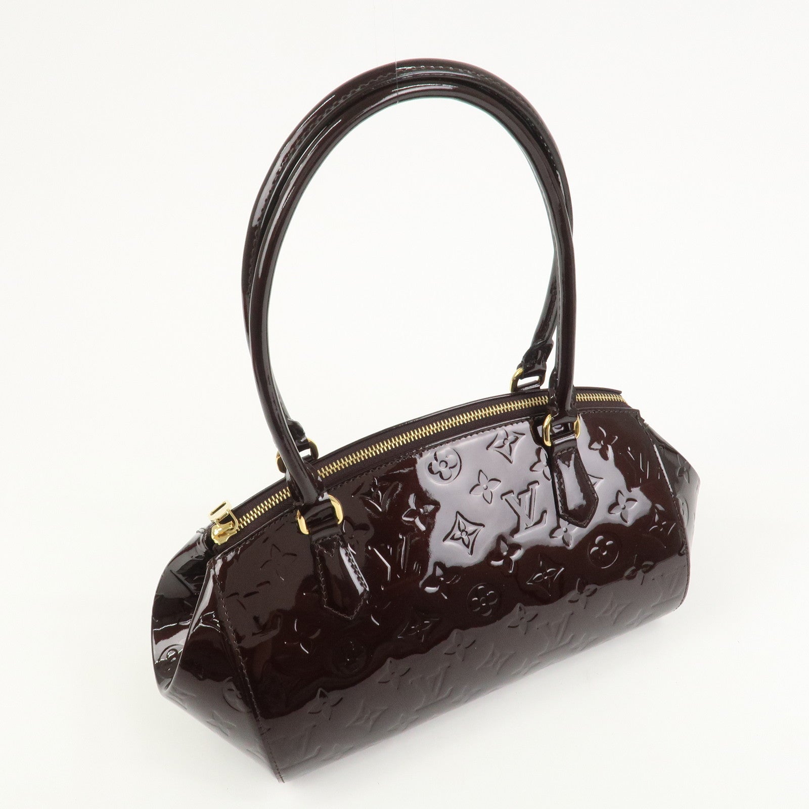Louis Vuitton Monogram Vernis Sherwood PM Hand Bag Amarante M91493