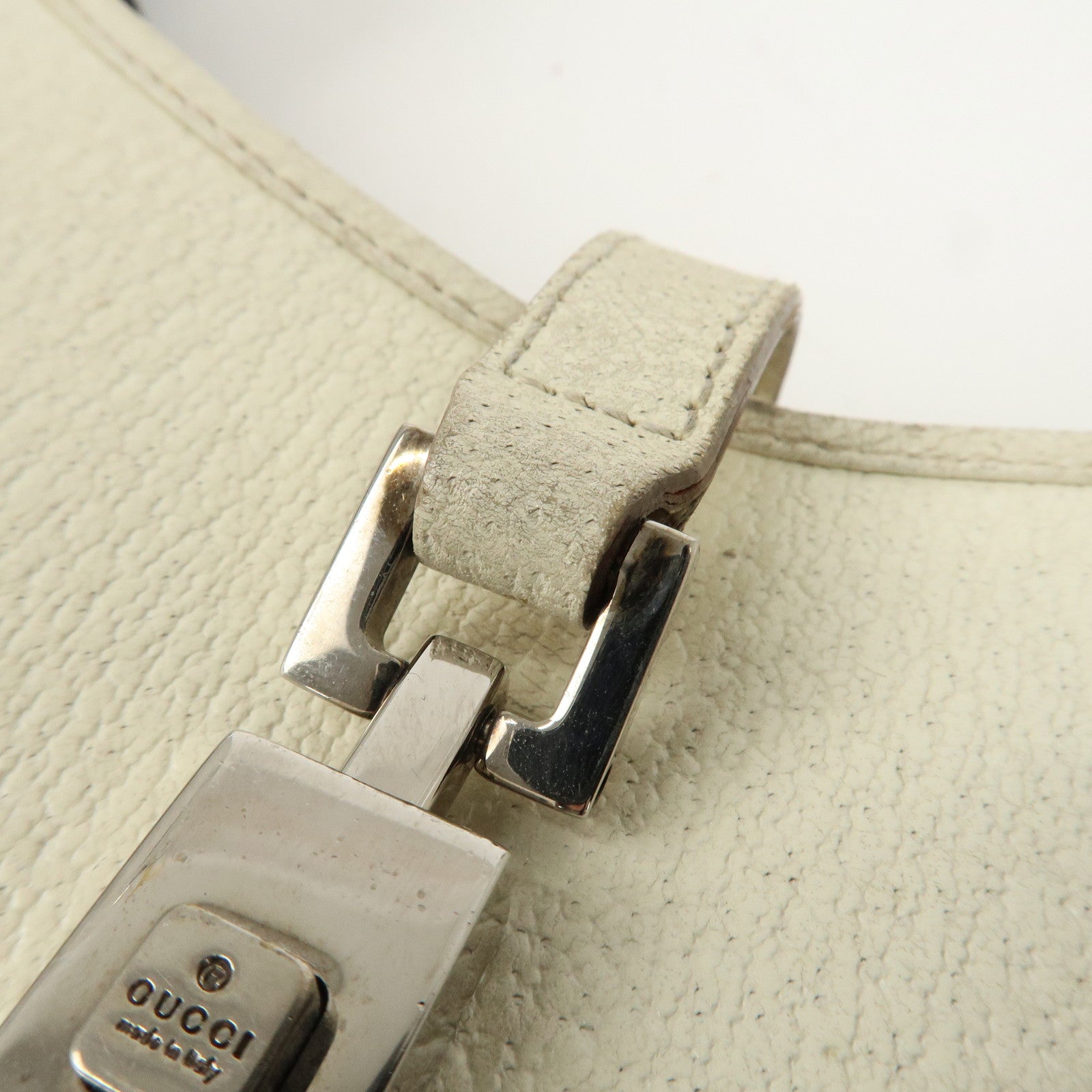 GUCCI Jackie Leather Shoulder Bag Hand Bag Ivory Silver HDW Used
