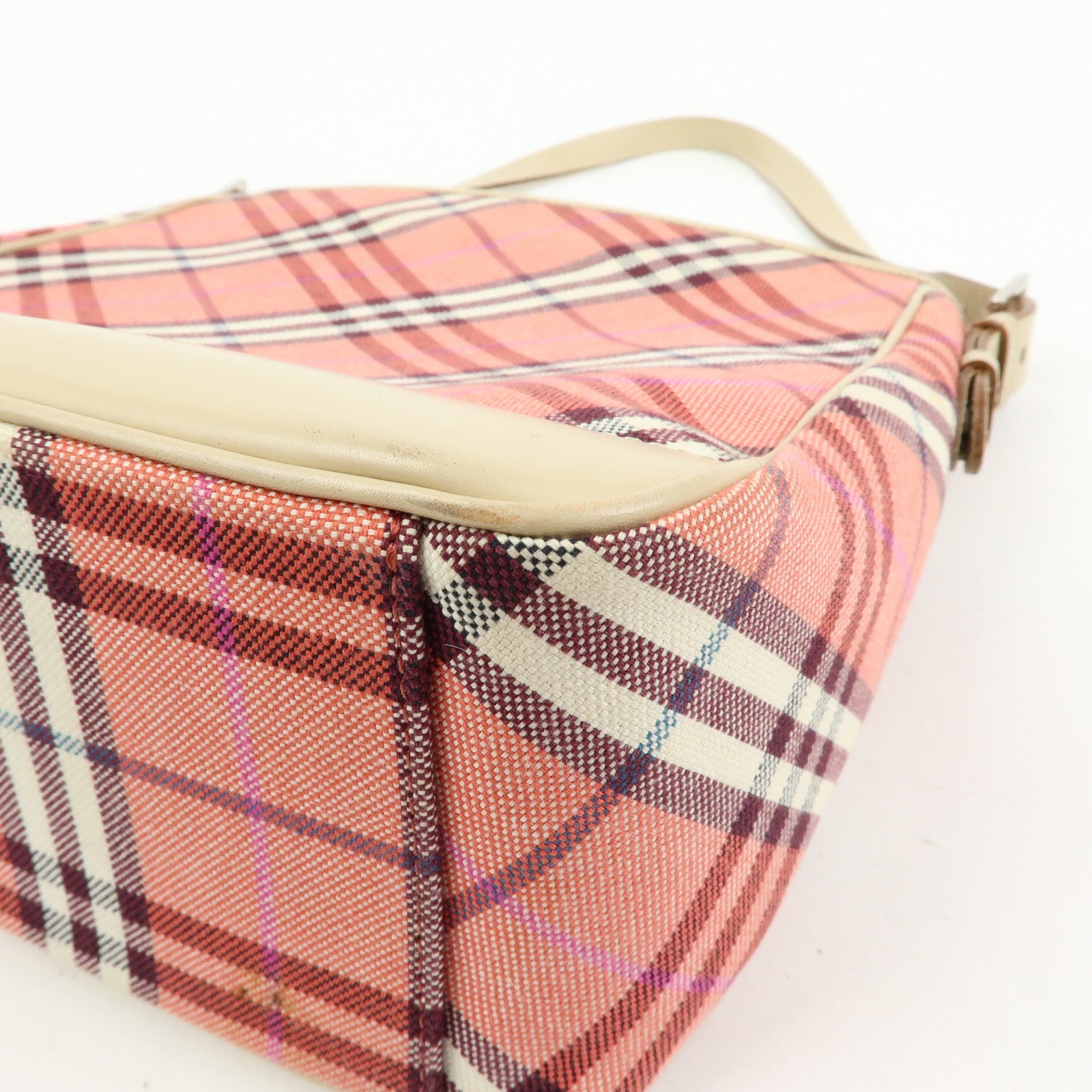 BURBERRY Blue Label Canvas Leather Shoulder Bag Hand Bag Pink Beige