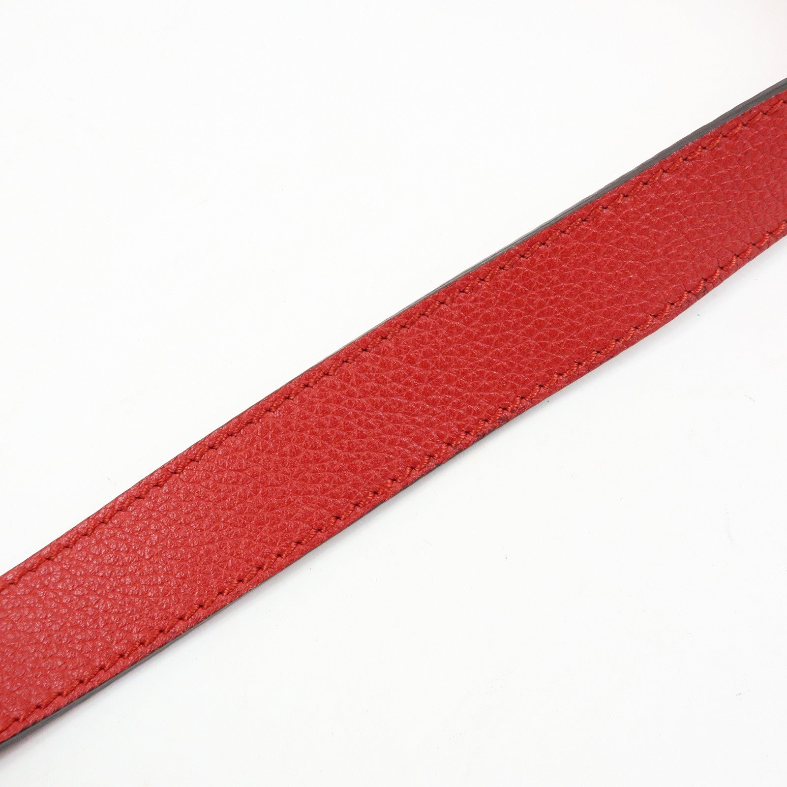 GUCCI Logo Sherry Half Moon Leather Shoulder Bag Red 523588