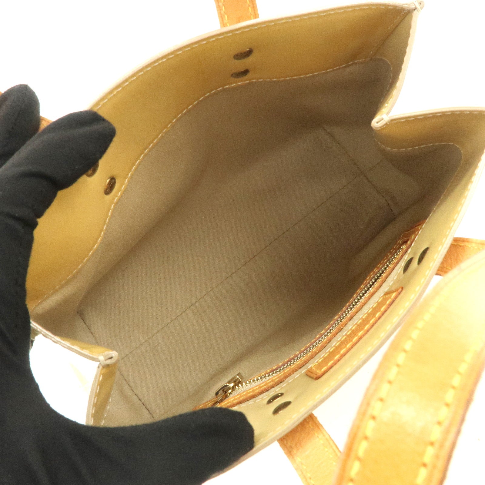 Louis Vuitton Monogram Vernis Lead PM Hand Bag Beige M91144