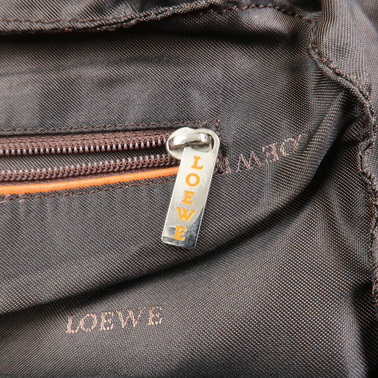 LOEWE Logo Nappa Leather Mini Hand Bag Boston Bag Brown