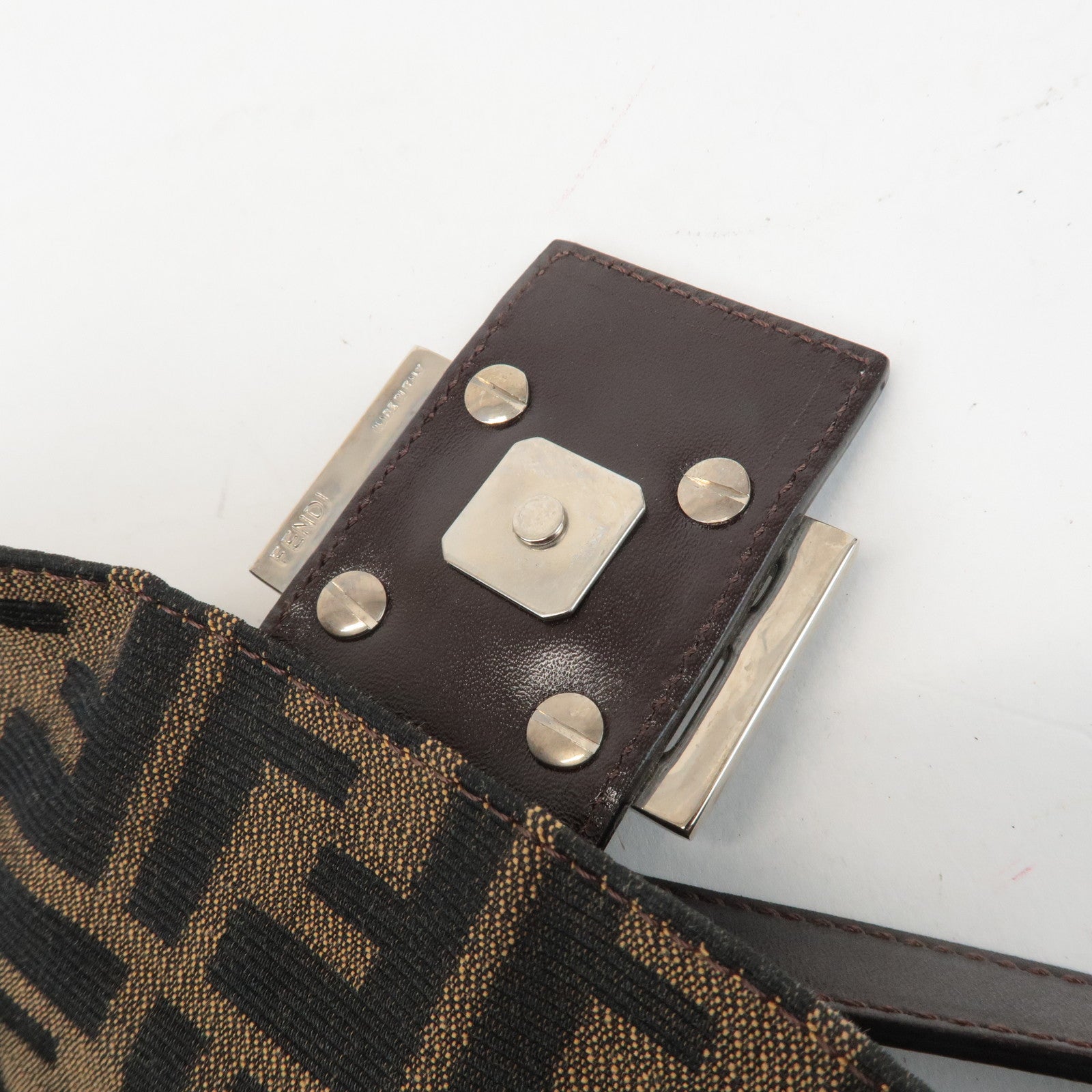 FENDI Zucca Mamma Baguette Canvas Shoulder Bag 26424 Brown Black Used