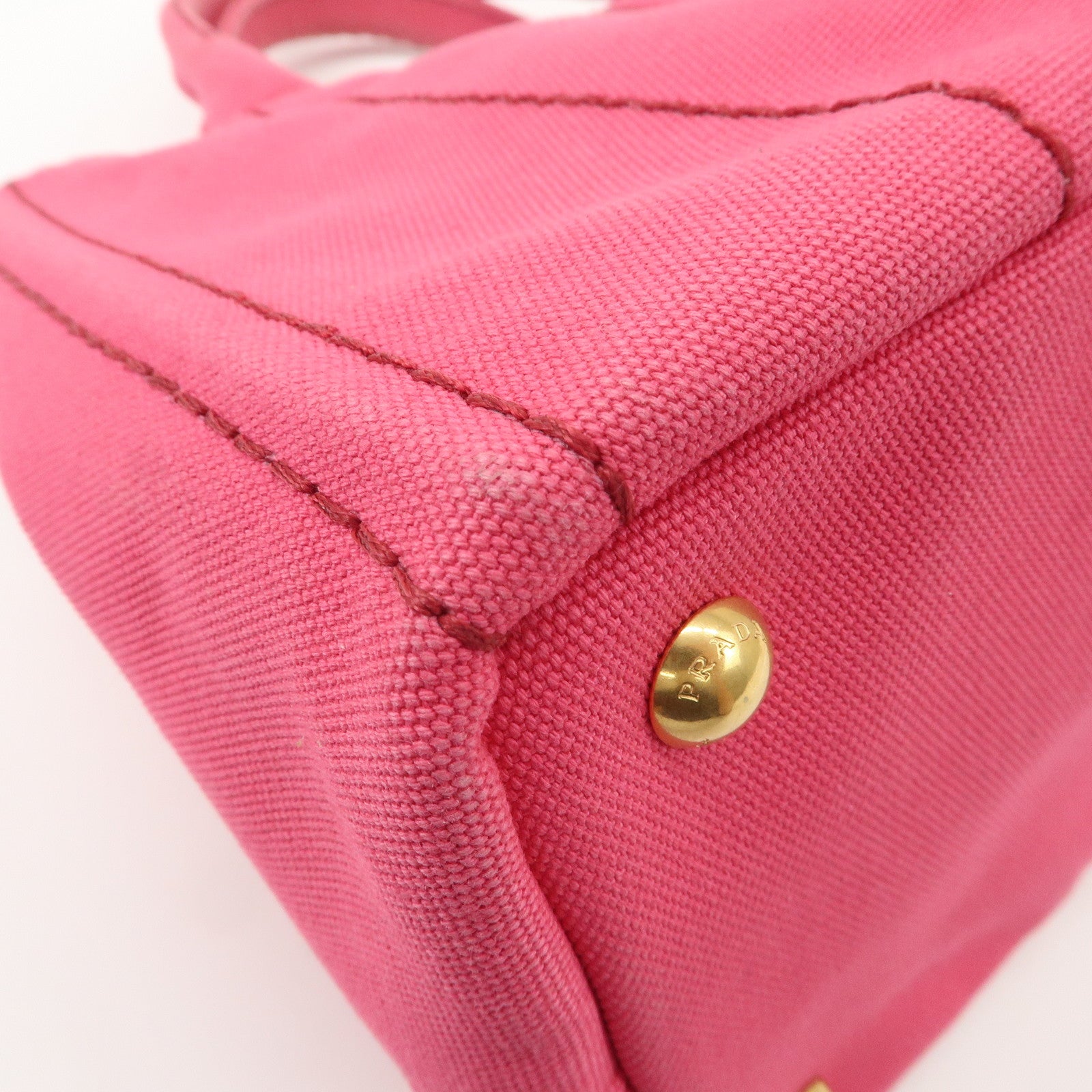 PRADA Logo Canapa Mini Canvas 2Way Tote Bag Pink 1BG439 Used