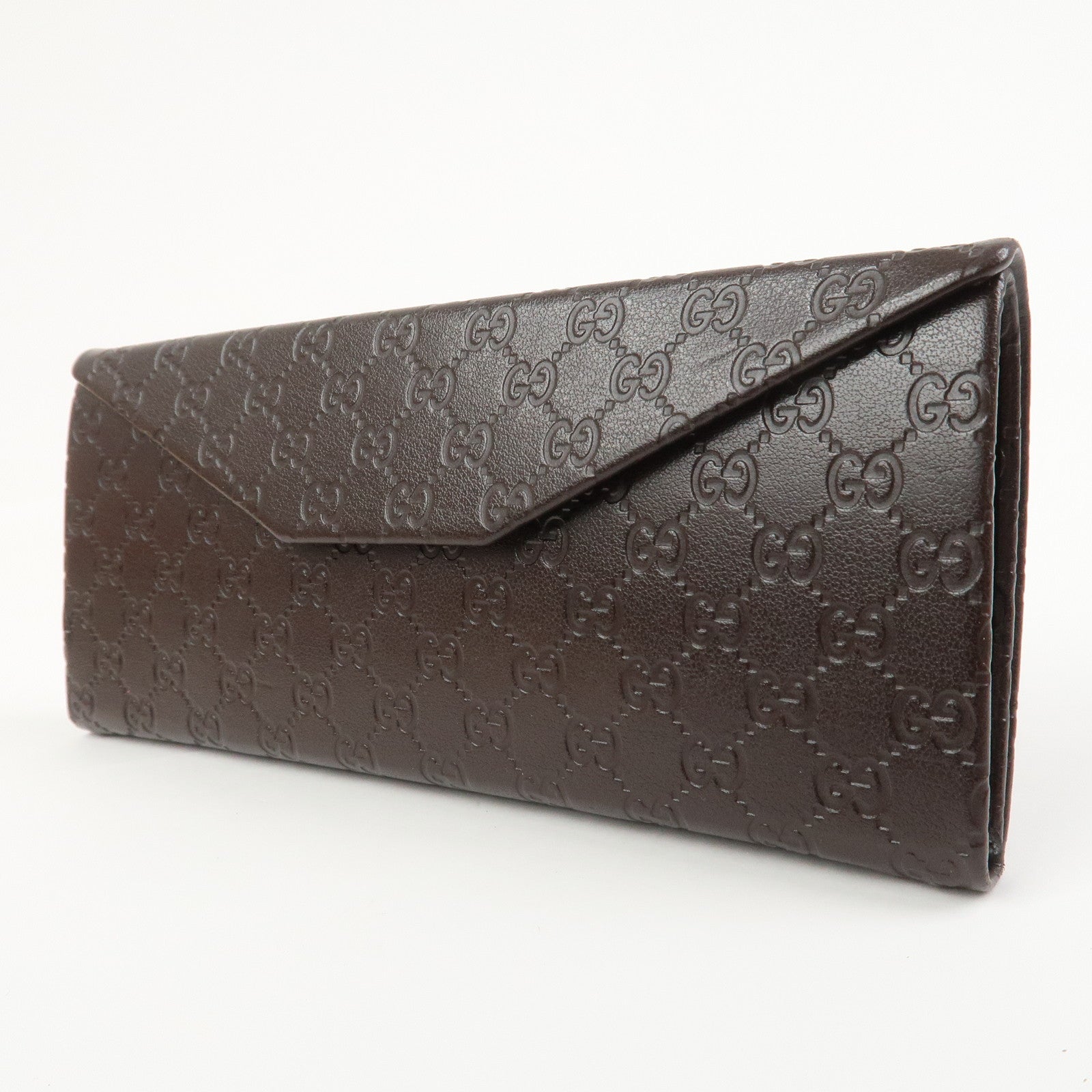 GUCCI Micro Guccissima Leather Glasses Case Dark Brown