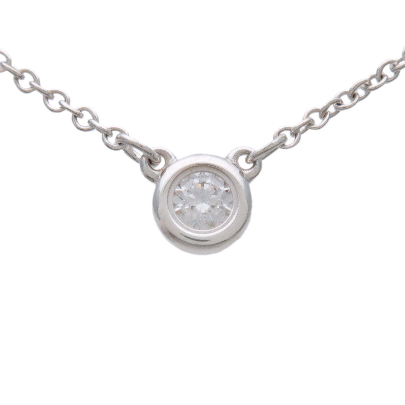 Tiffany & Co By The Yard 1P Diamond Necklace SV925 Silver