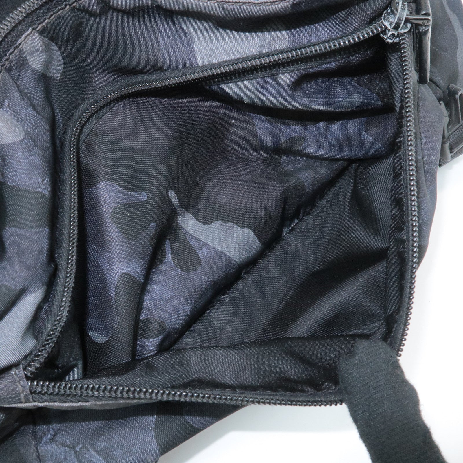 PRADA Triangle Logo Nylon Camouflage Shoulder Bag Black Gray Navy Used
