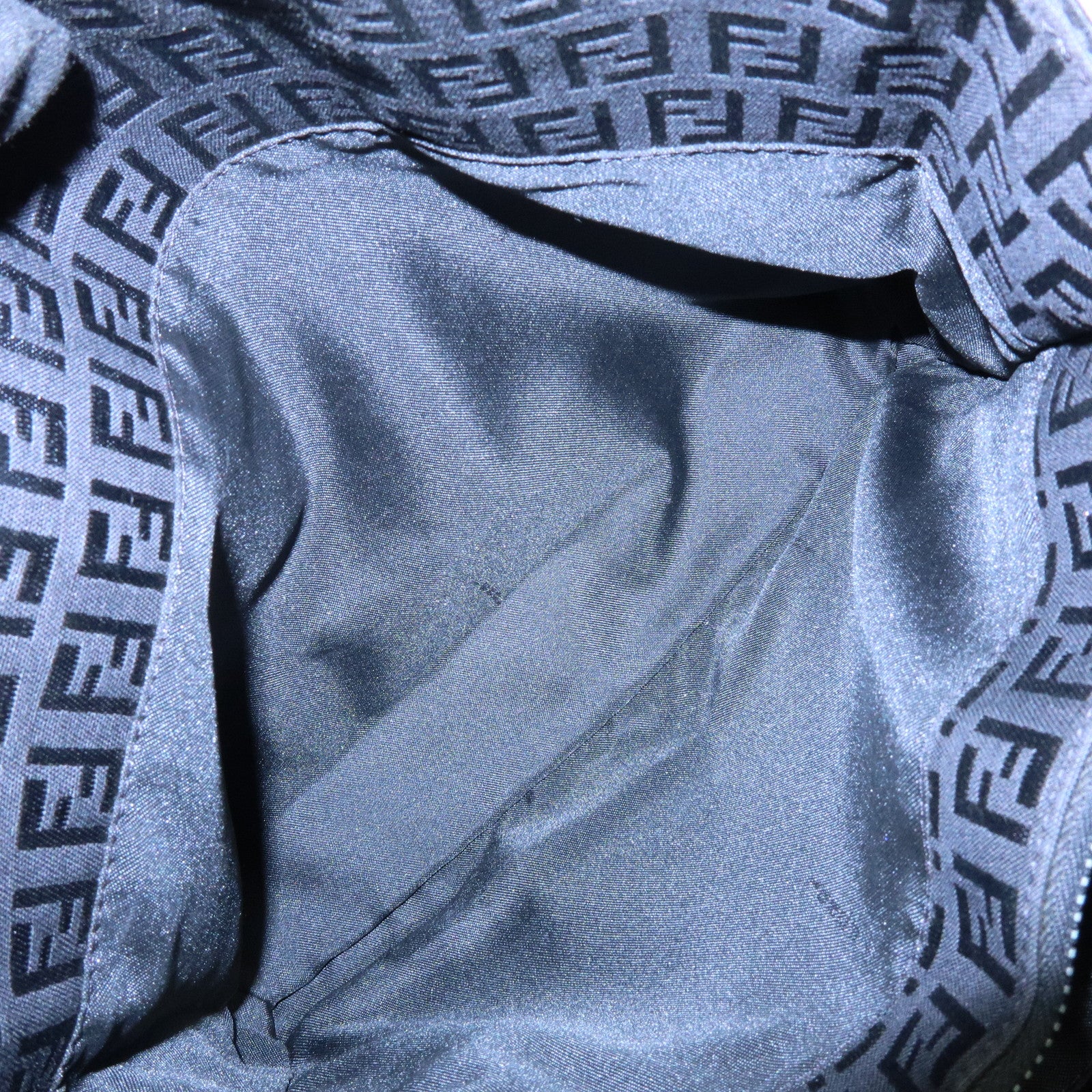 FENDI Zucchino Canvas Leather Tote Bag Hand Bag Black 8BH072