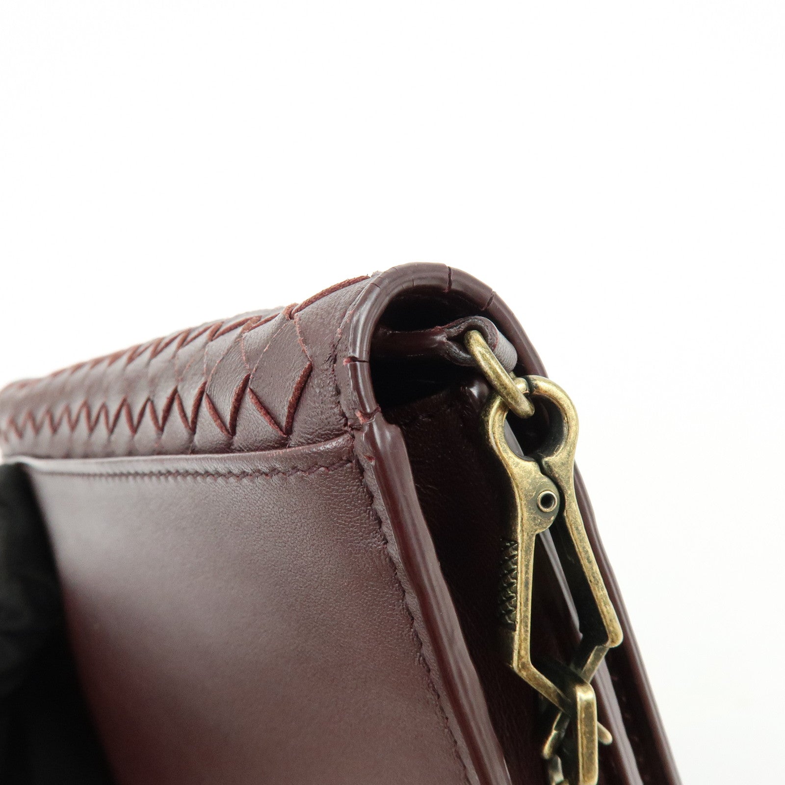 BOTTEGA VENETA Intrecciato Leather Chain Wallet Brown