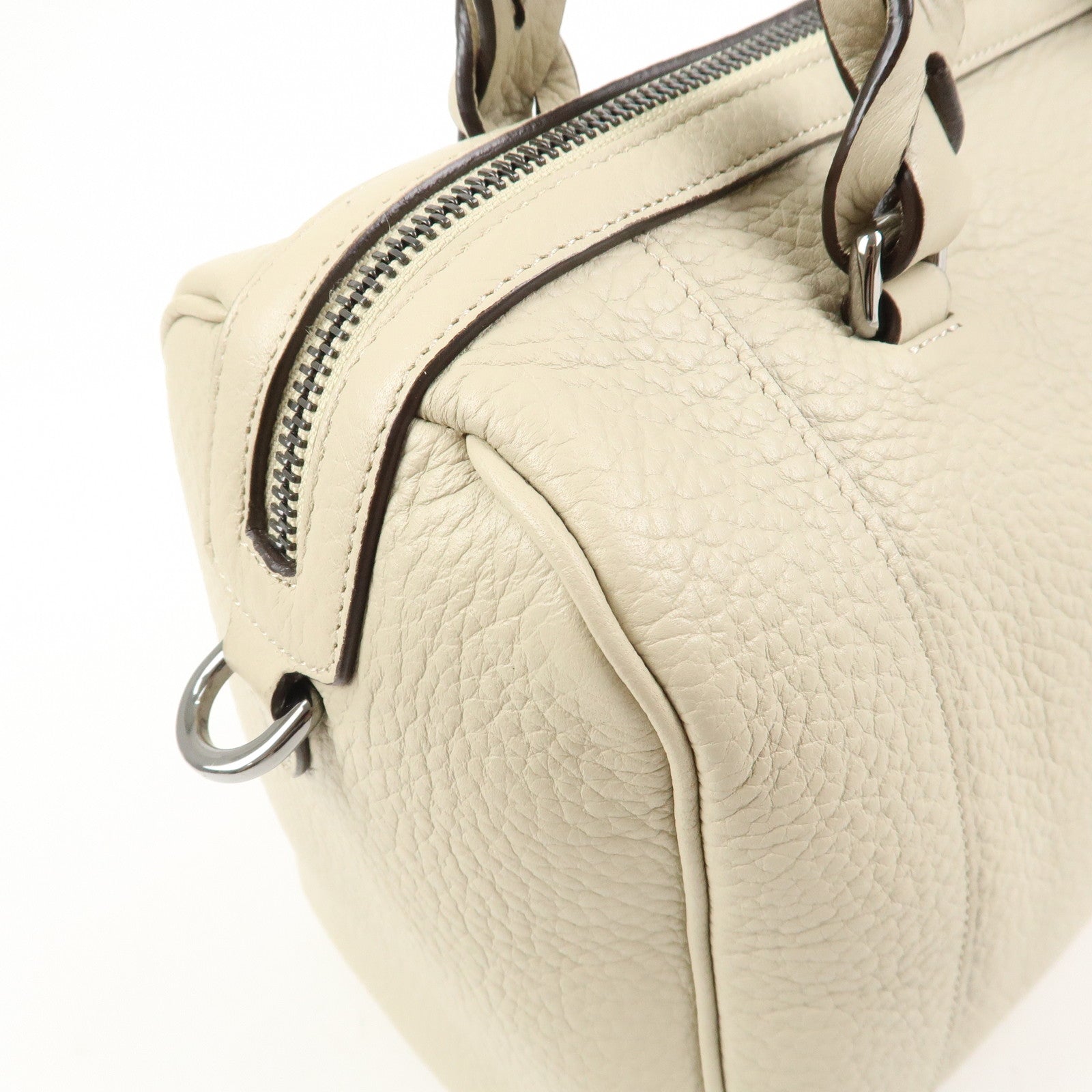 LOEWE Anagram Leather 2Way Bag Shoulder Bag Hand Bag Ivory