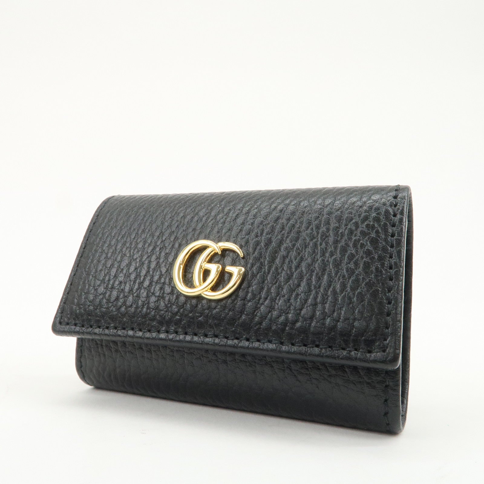 GUCCI GG Marmont Calf Leather 6 Rings Key Case Black 456118