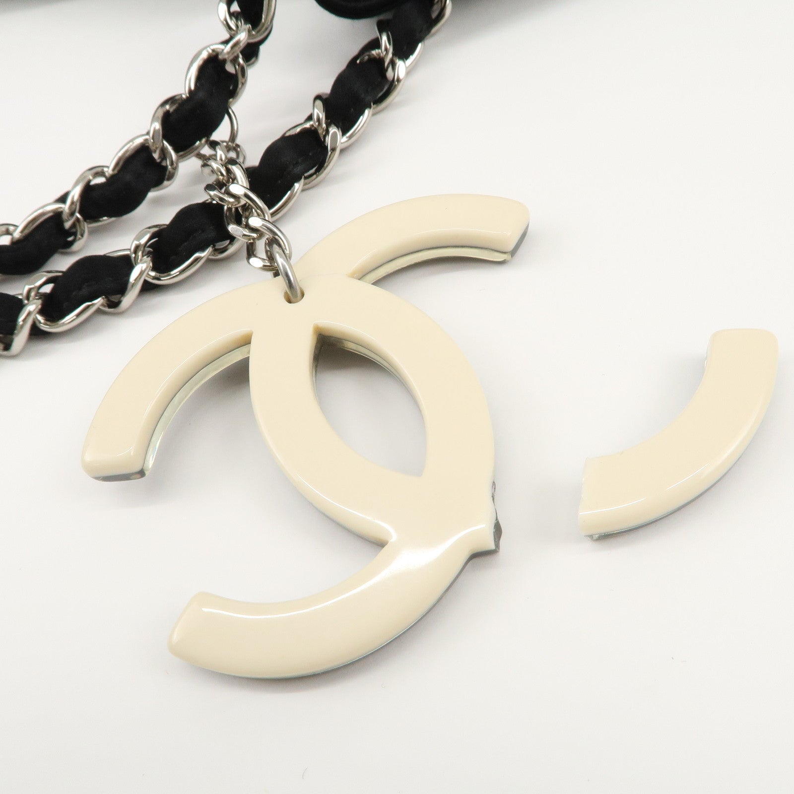 CHANEL Melrose Cabas Cotton Jersey Shoulder Bag Black Used