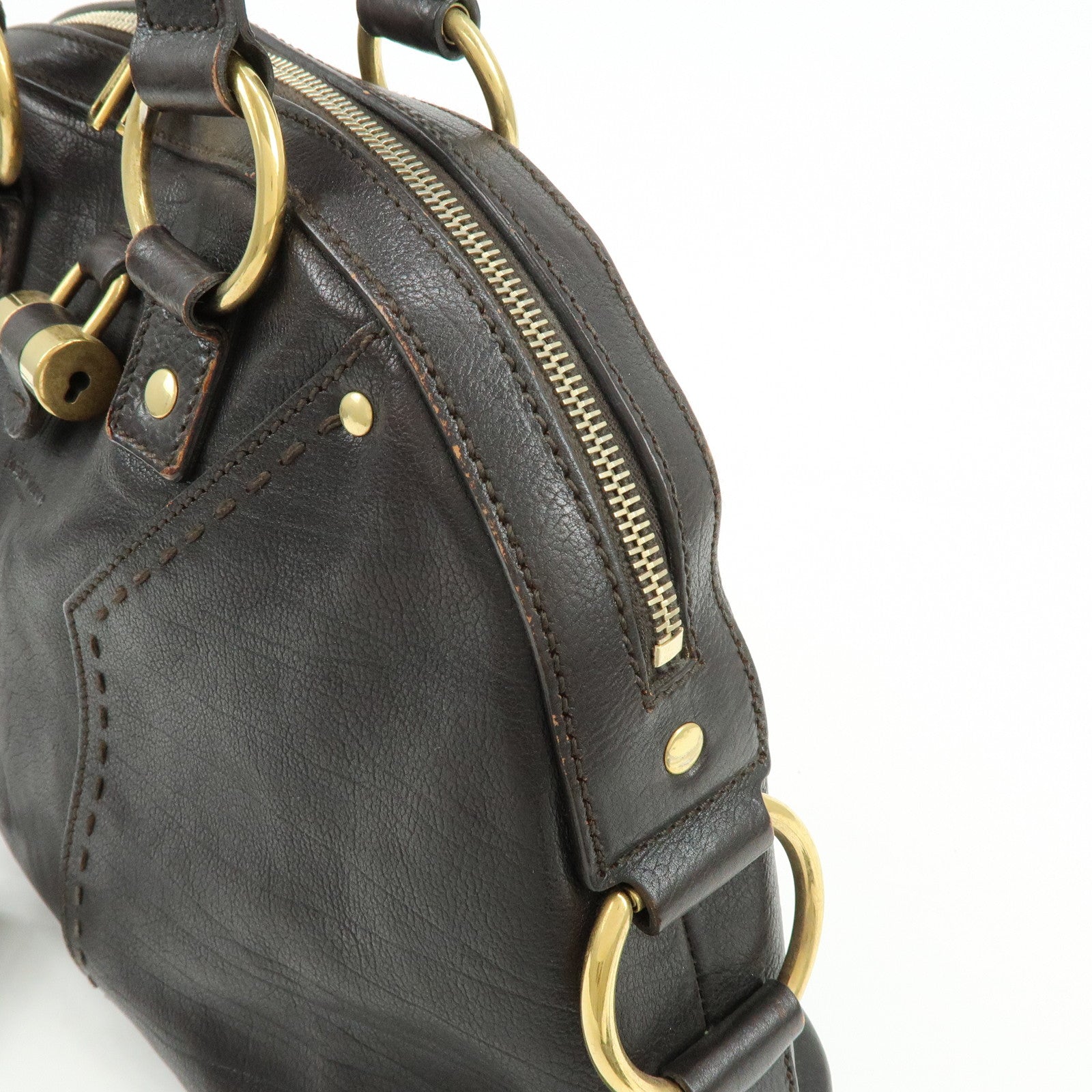 SAINT LAURENT PARIS Muse Y Line Calf Leather Hand Boston Bag Brown