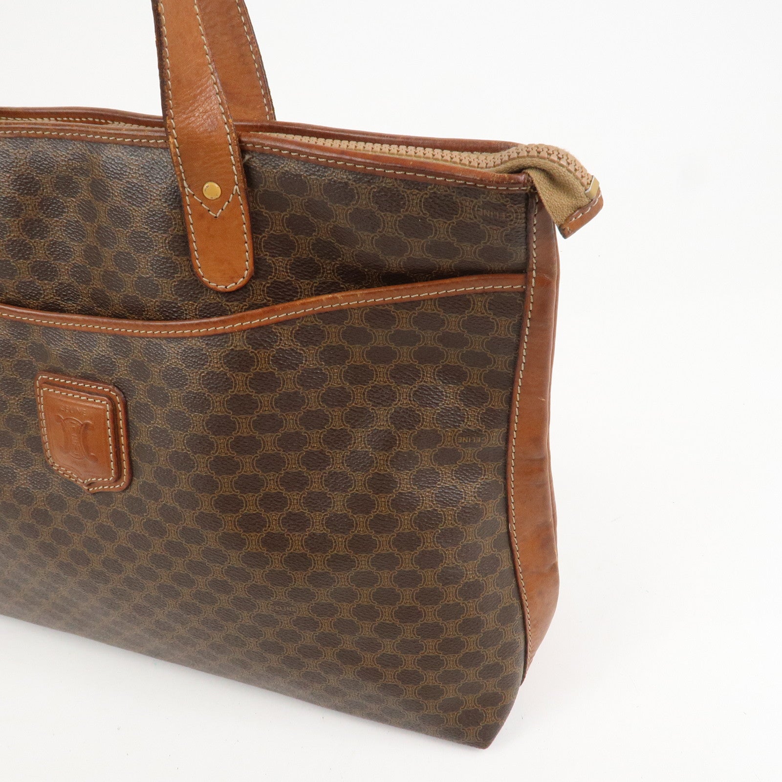 CELINE Macadam PVC Leather Tote Bag Shoulder Bag Brown