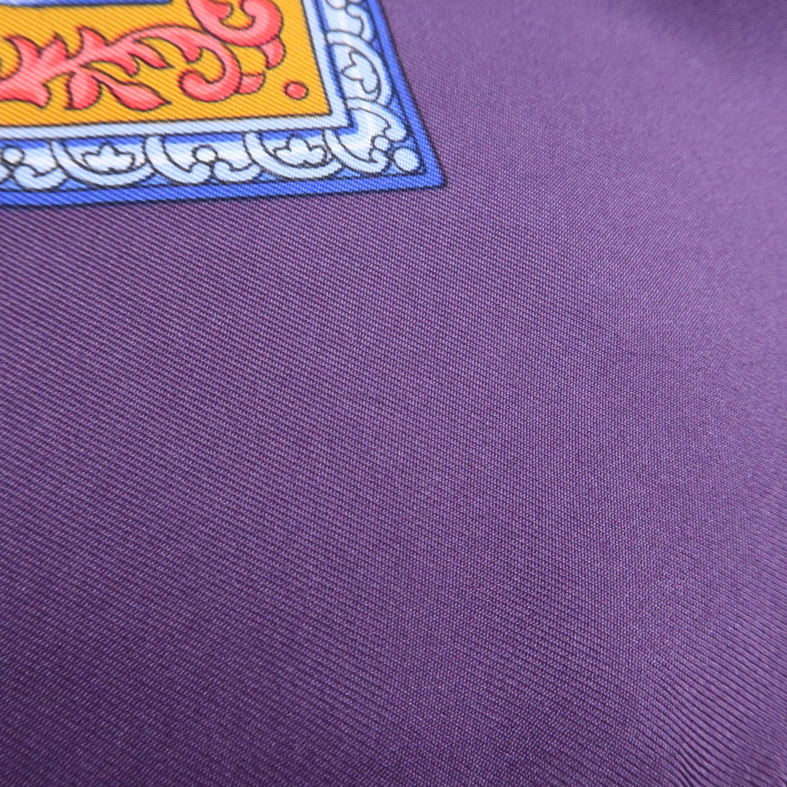 HERMES Carre 90 Silk 100% Scarf QALAMDAN Purple Orange