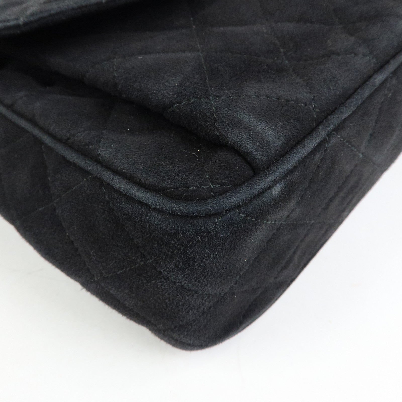 CHANEL Matelasse COCO Mark Suede Shoulder Crossbody Bag Black
