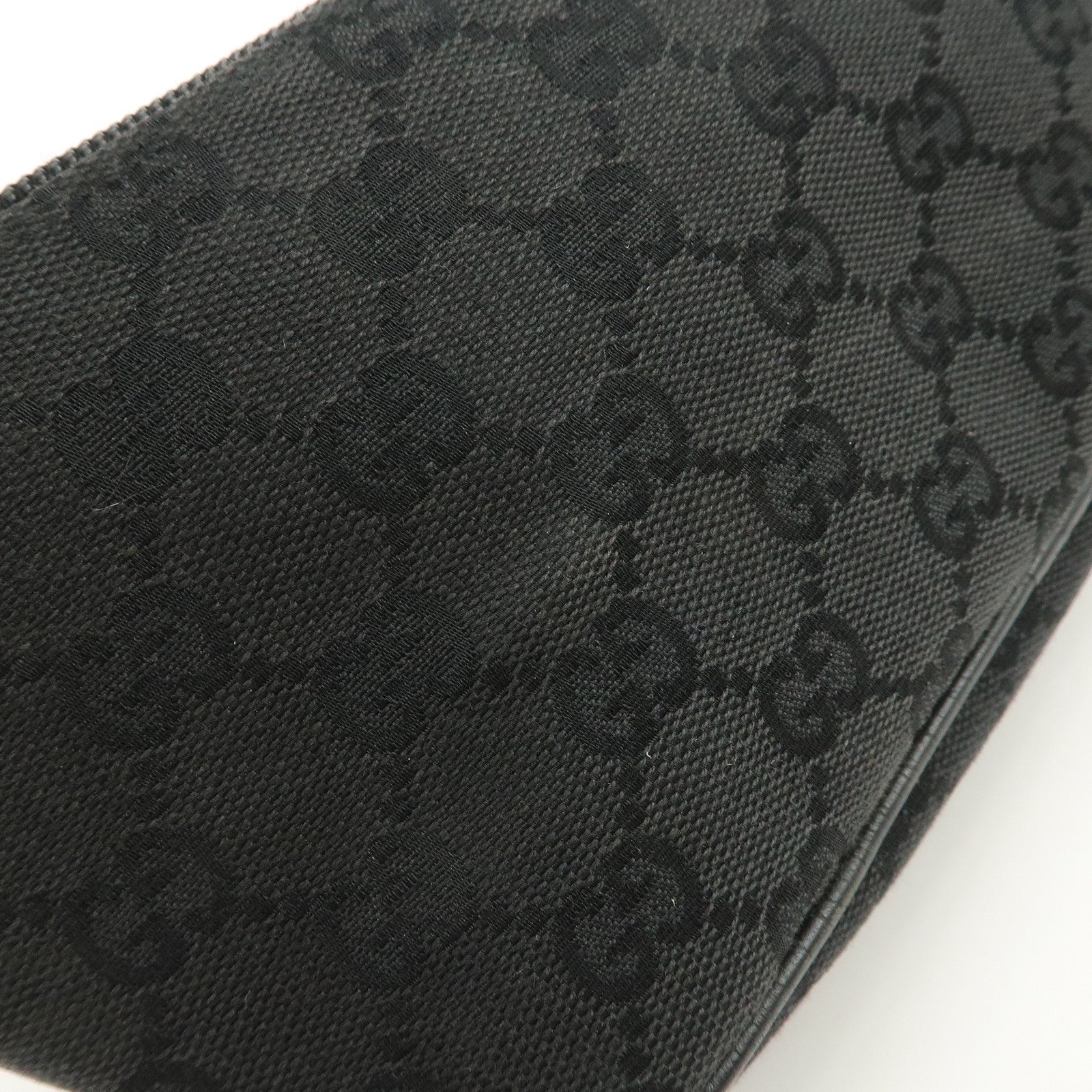 GUCCI Logo GG Canvas Leather Boat Bag Hand Bag Black 07198