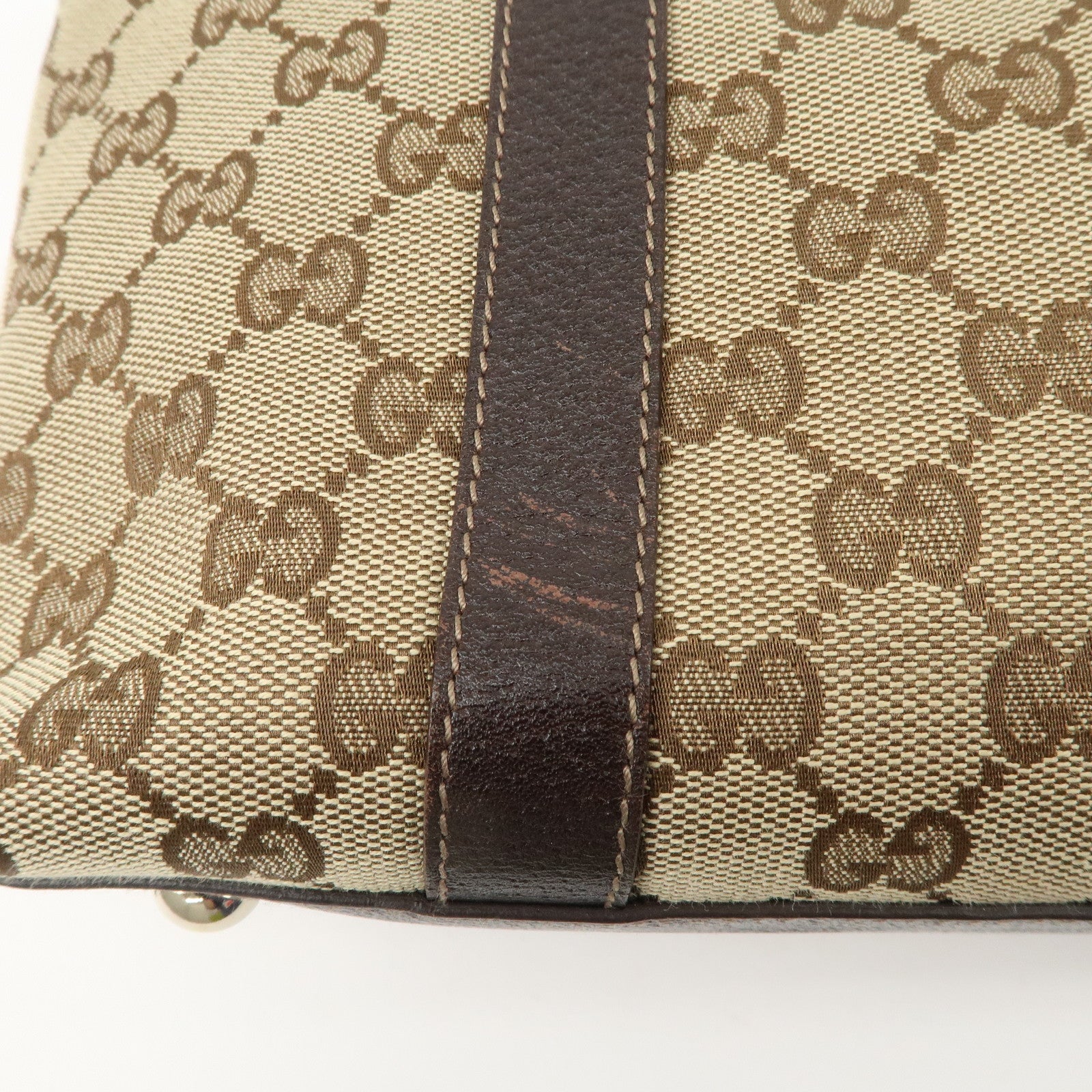 GUCCI Abbey GG Canvas Leather Shoulder Hand Bag Beige Brown 141470 Used