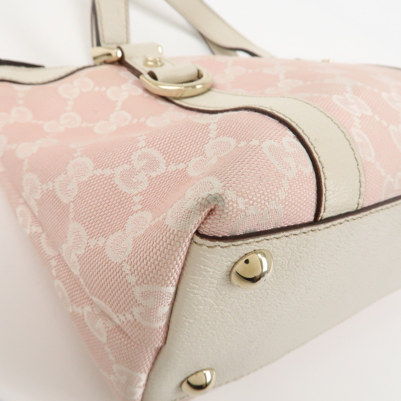 GUCCI Abbey GG Canvas Leather Mini Tote Bag Hand Bag Pink Used