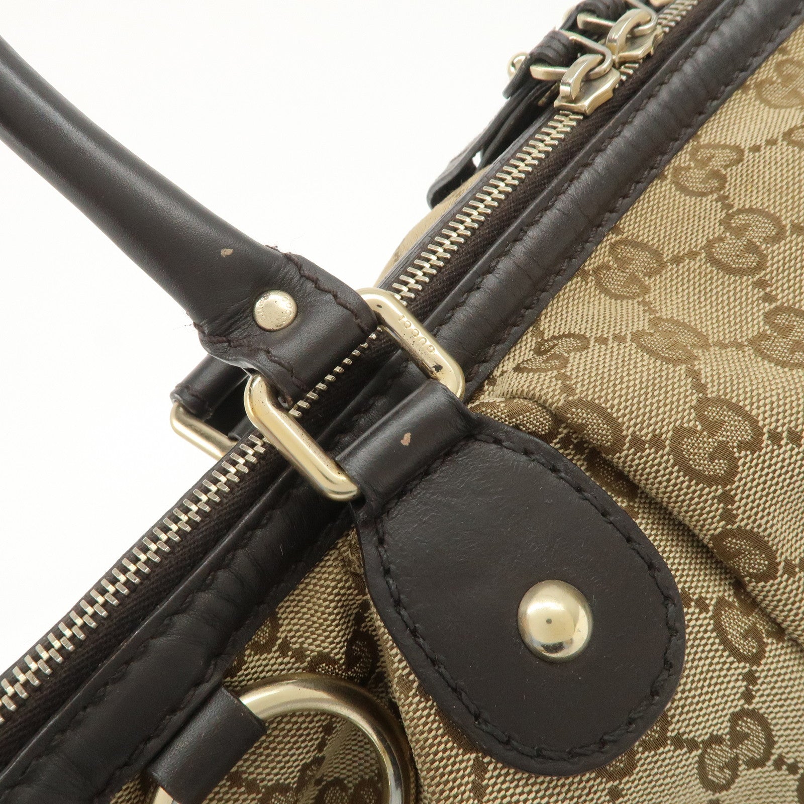 GUCCI Sukey GG Canvas Leather 2Way Tote Bag Beige Dark Brown 285730 Used