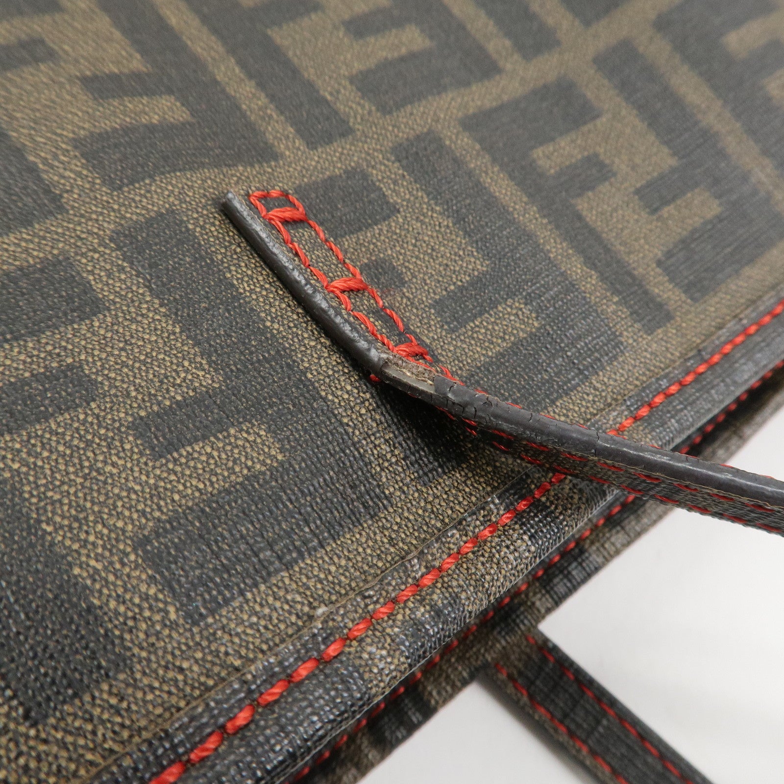 FENDI Zucca PVC Canvas Tote Bag Shoulder Bag Brown Black 8BH211