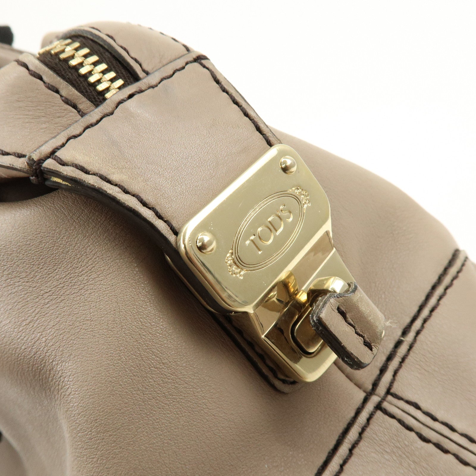 TOD'S D Styling Leather 2Way Bag Hand Bag Shoulder Bag Gray