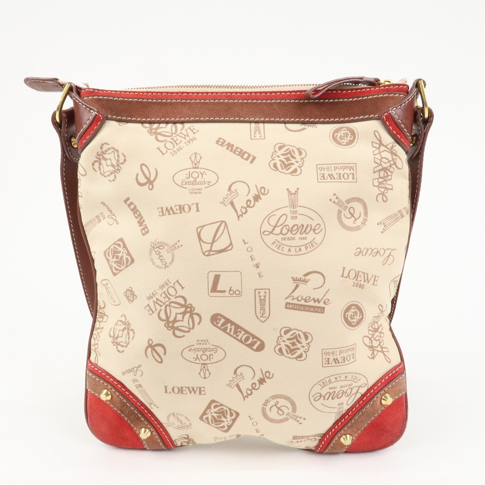 LOEWE Anagram 160th Anniversary Canvas Leather Shoulder Bag Beige