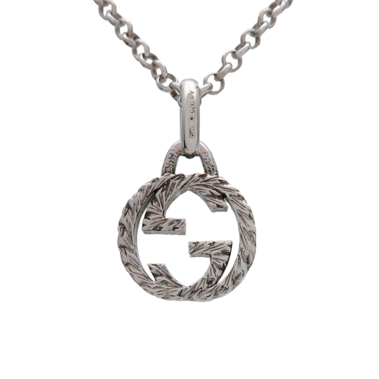 GUCCI Interlocking G Arabesque Chain Necklace SV925 Silver