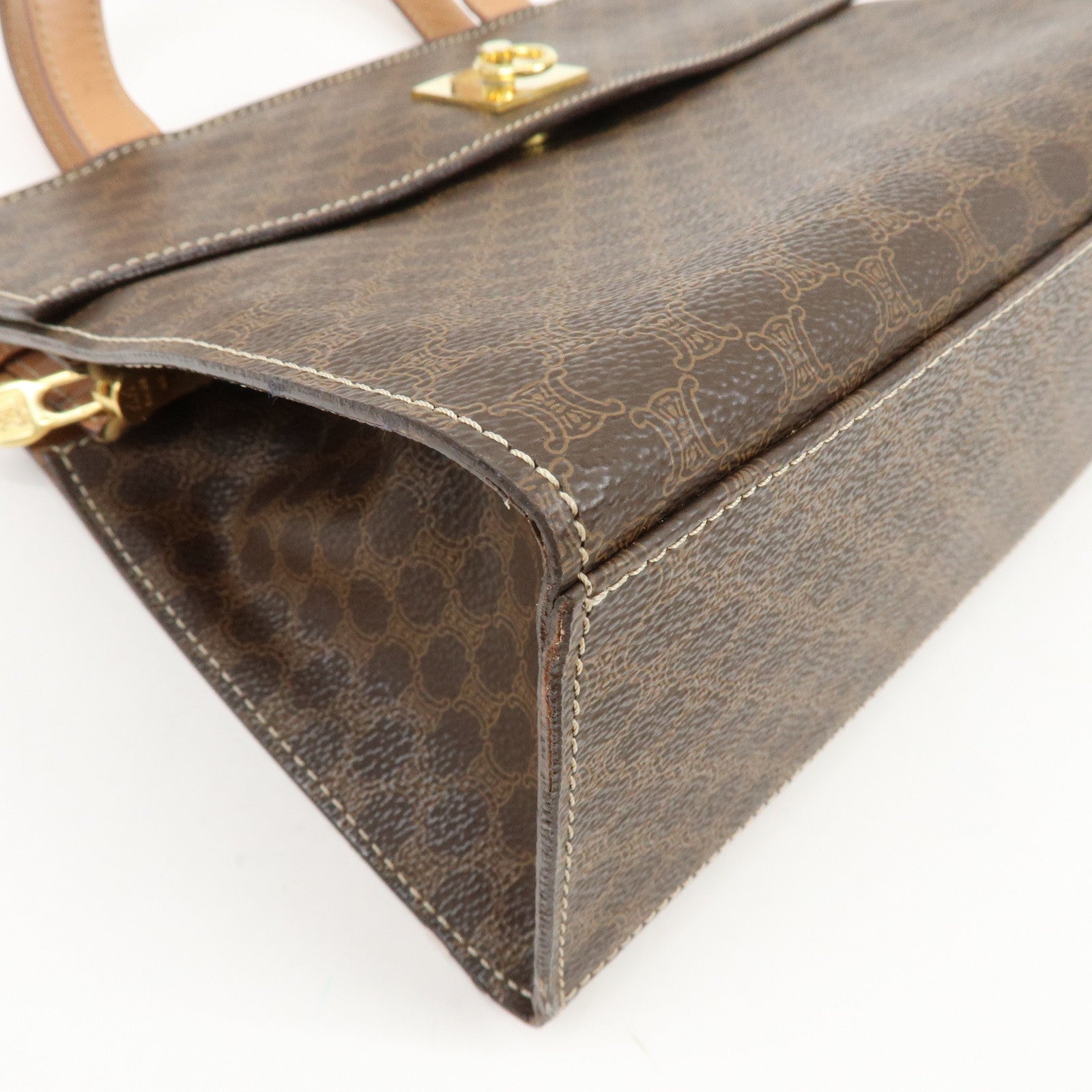 CELINE Macadam PVC Leather 2Way Bag Hand Bag Shoulder Bag Brown
