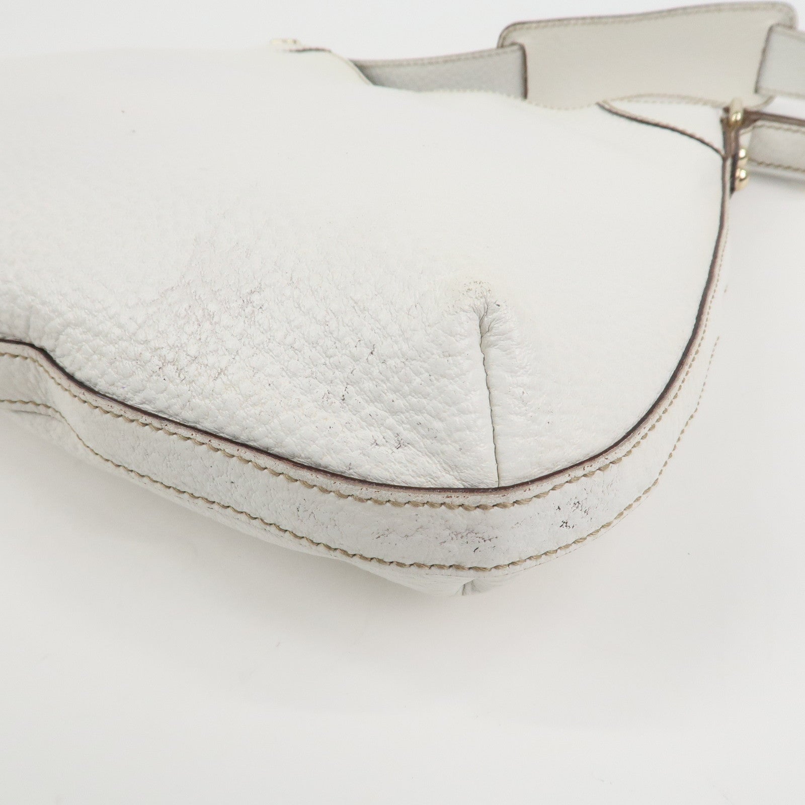 GUCCI Horsebit Leather Shoulder Bag Hand Bag White 137388