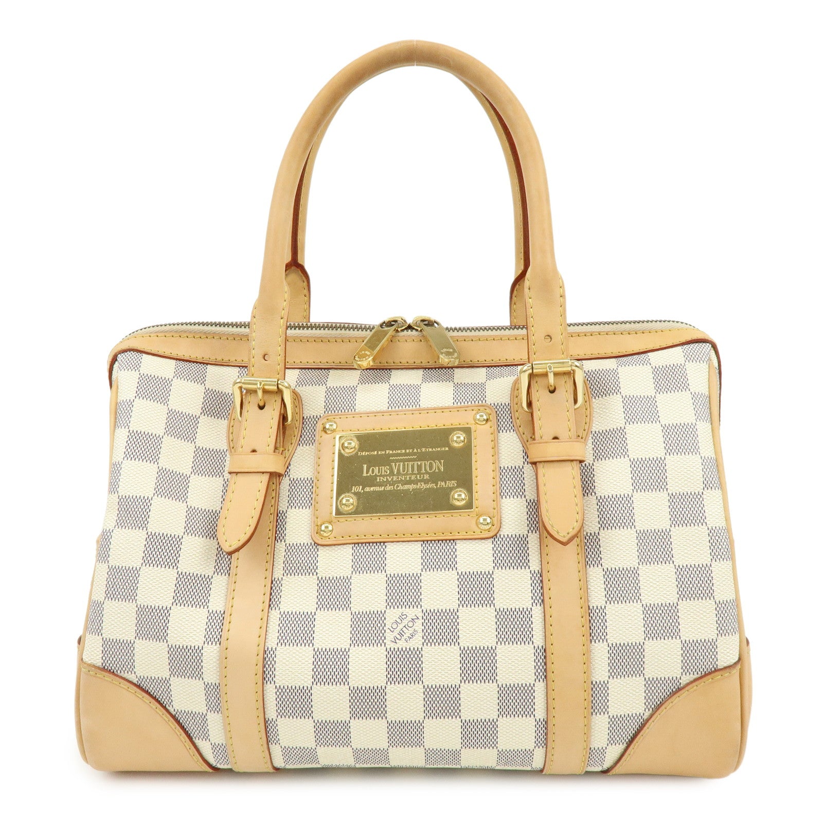 Louis Vuitton Damier Azur Leather Canvas Berkeley Hand Bag N52001