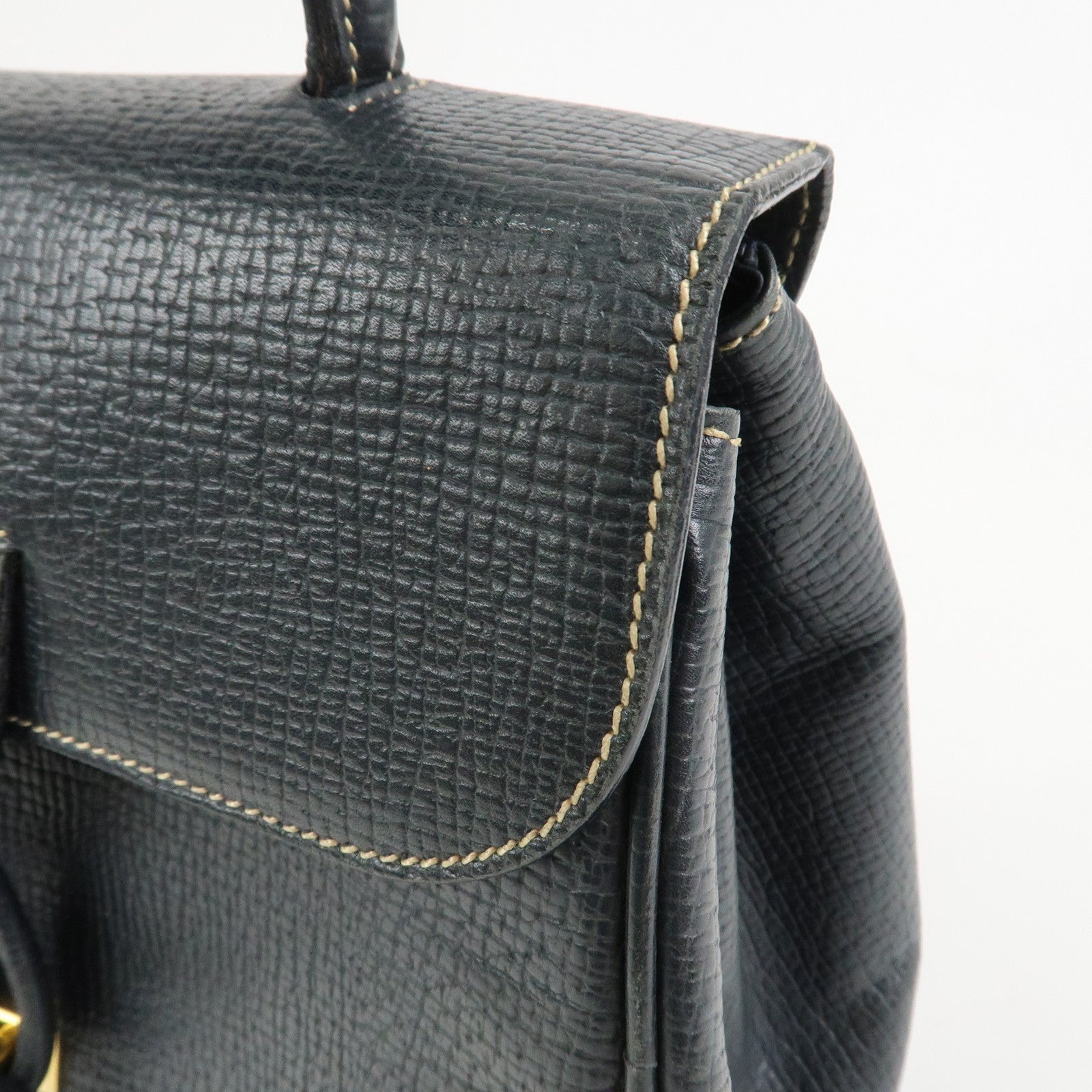 LOEWE Leather 2Way Bag Hand Bag Shoulder Bag Dark Navy