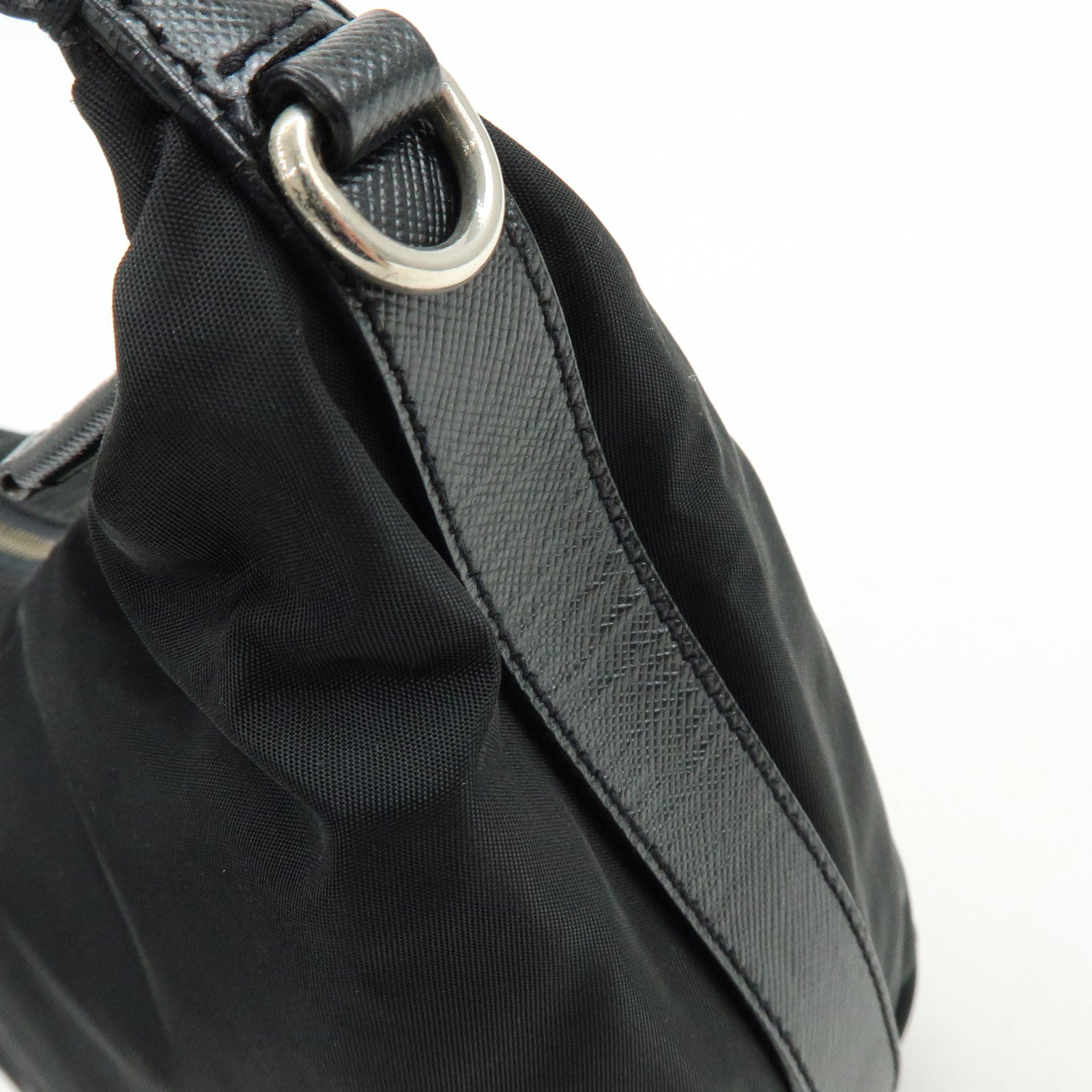 PRADA Triangle Logo Nylon Saffiano Leather Shoulder Bag BR3332