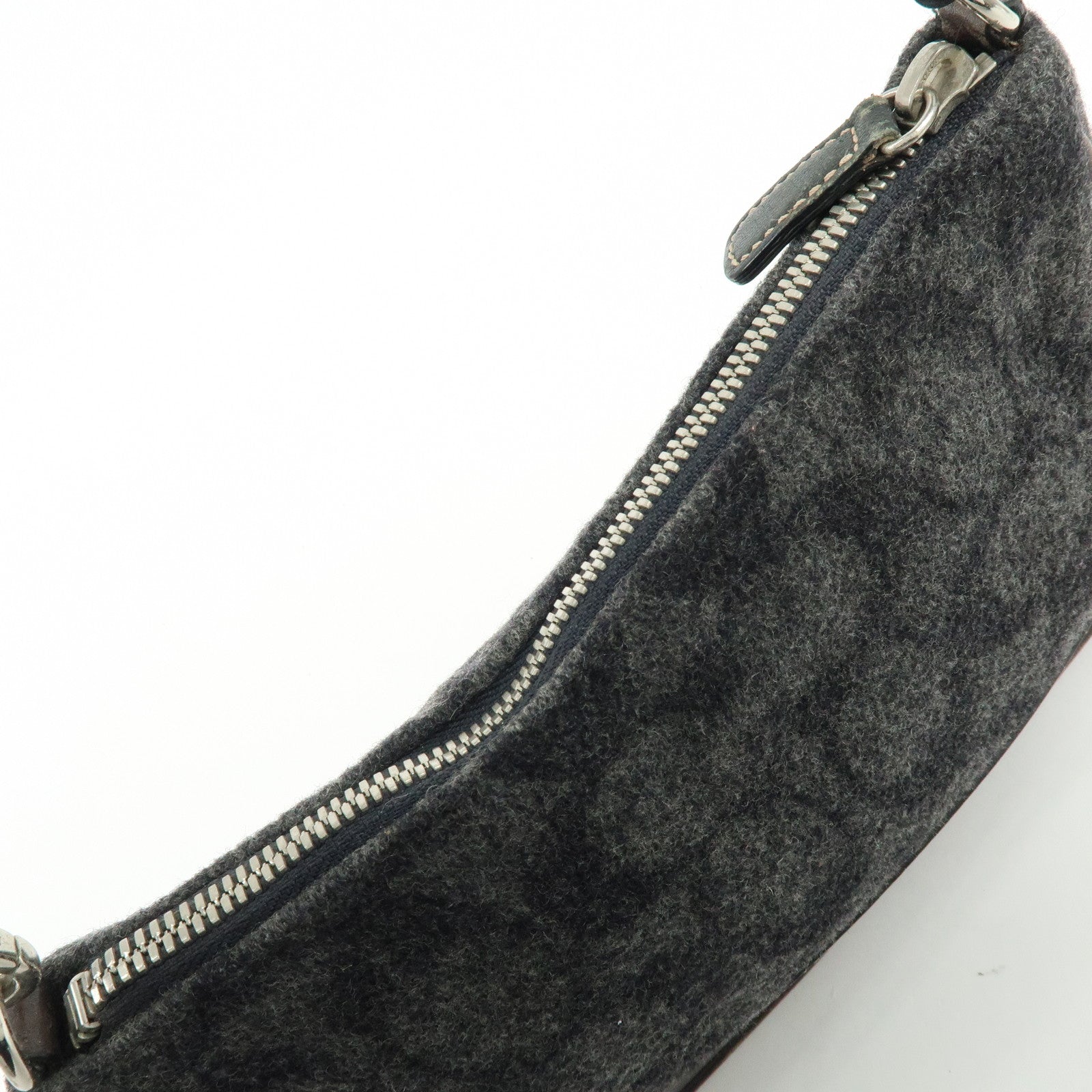 COACH Set of 2 Wool Leather Shoulder Bag Hand Bag Gray Brown