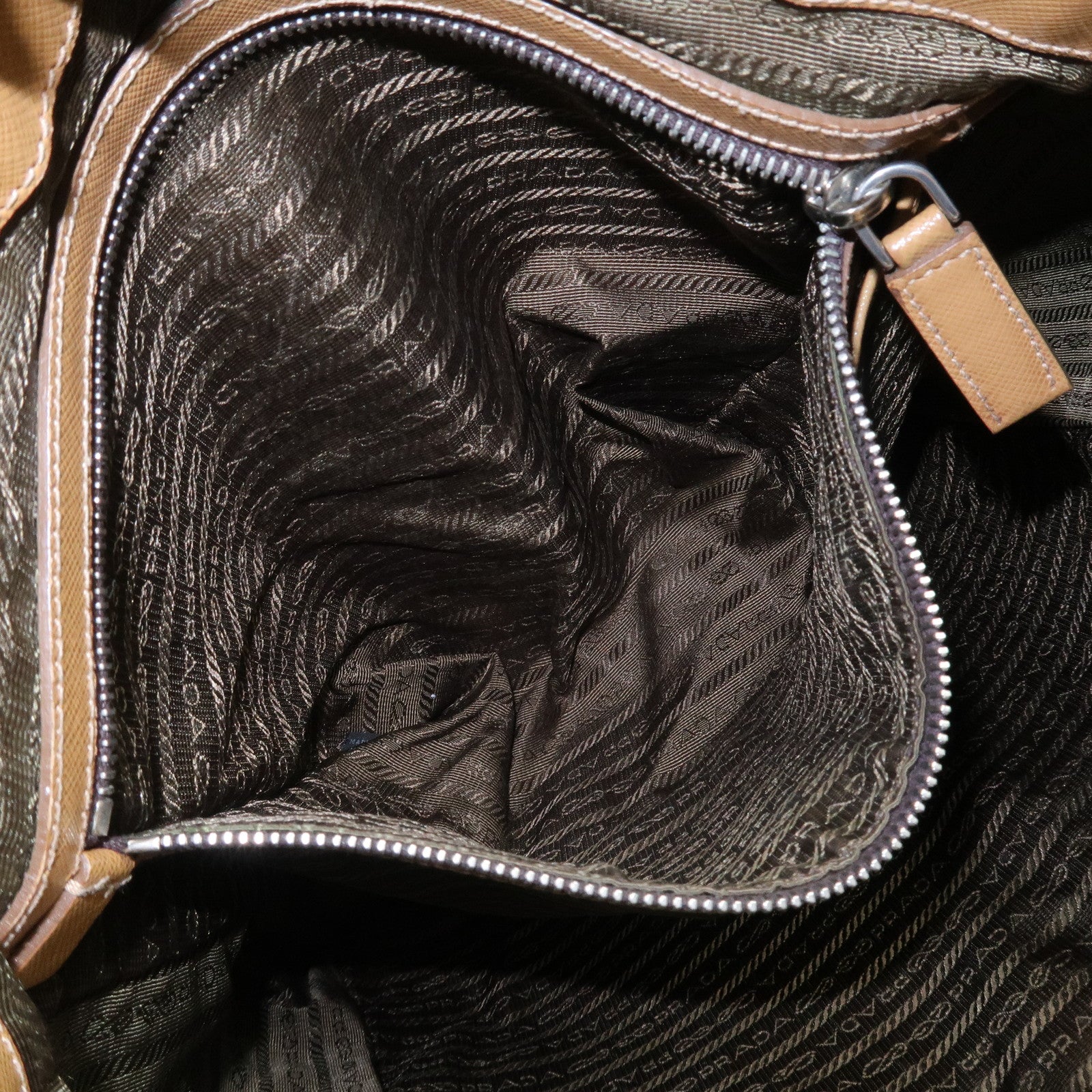 PRADA Triangle Logo Leather 2Way Bag Shoulder Bag Brown