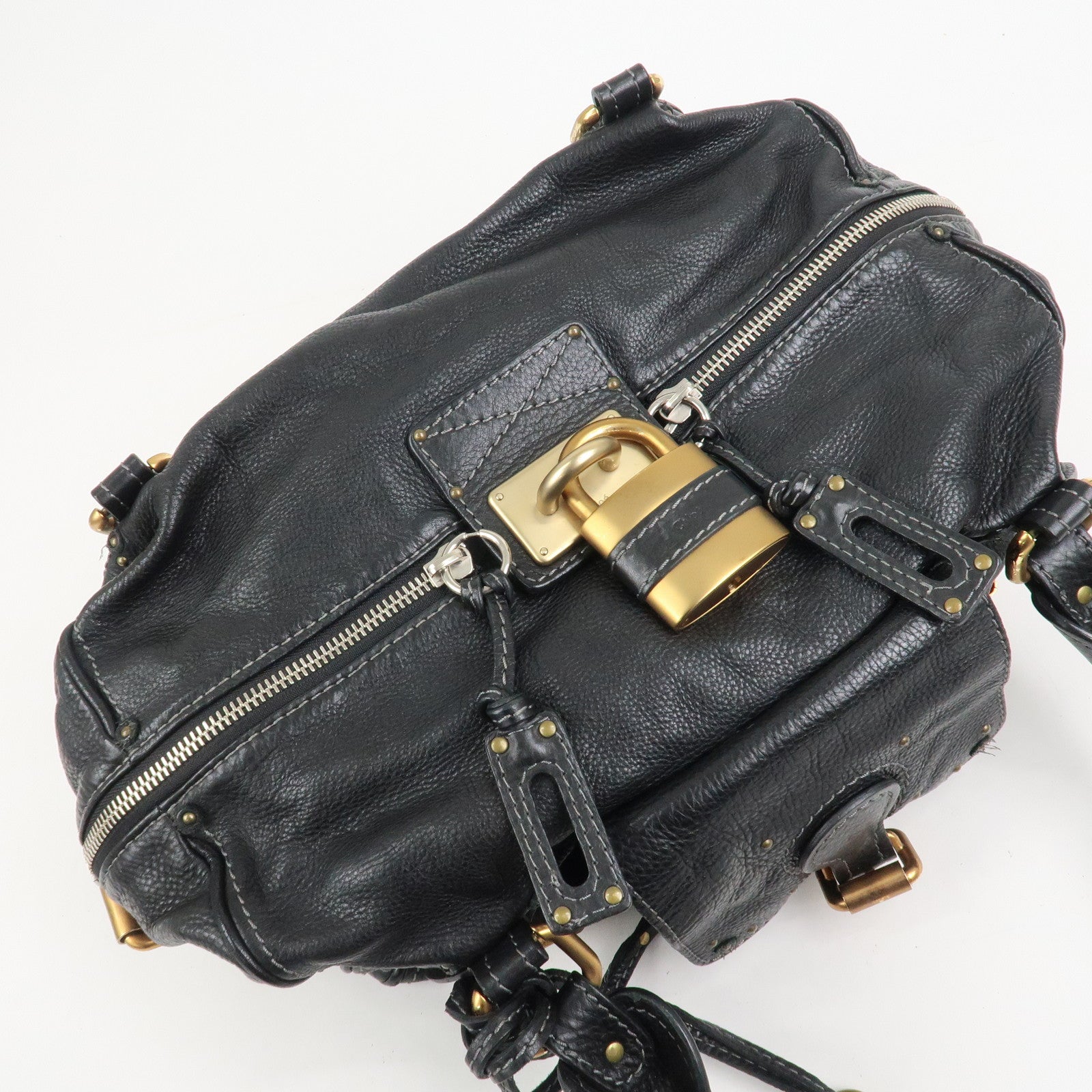 Chloe Paddington Leather Hand Bag Shoulder Bag Black