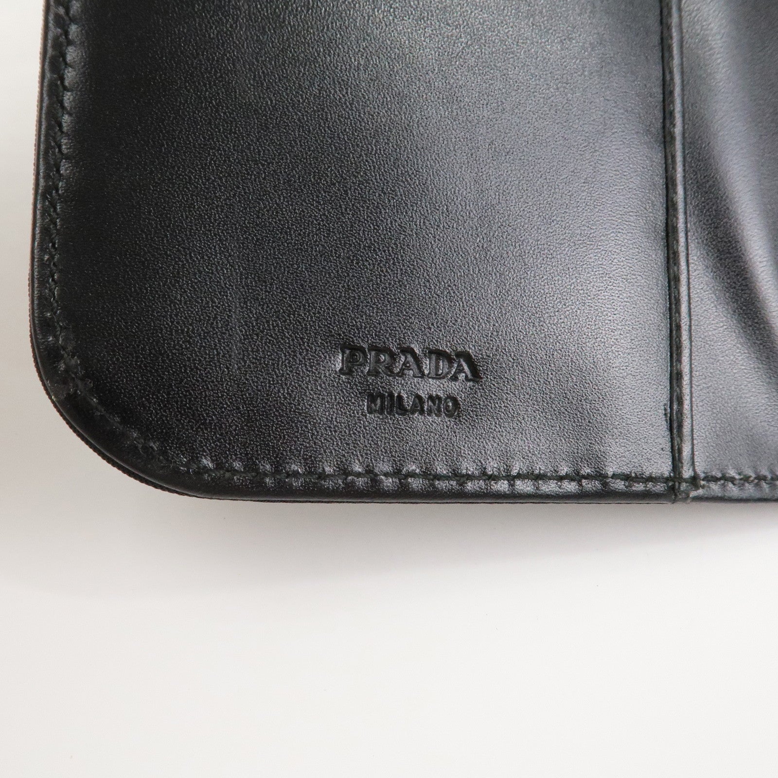 PRADA Triangle Logo Nylon Leather Planner Cover Agenda Cover Black