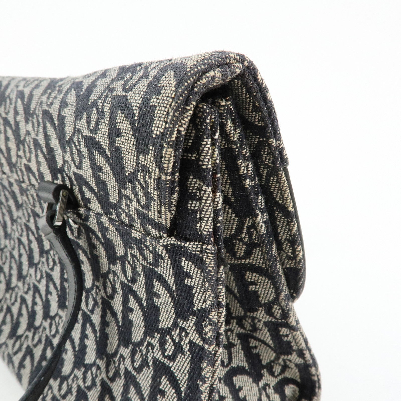 Christian Dior Trotter Saddle Jacquard Leather Shoulder Bag Black