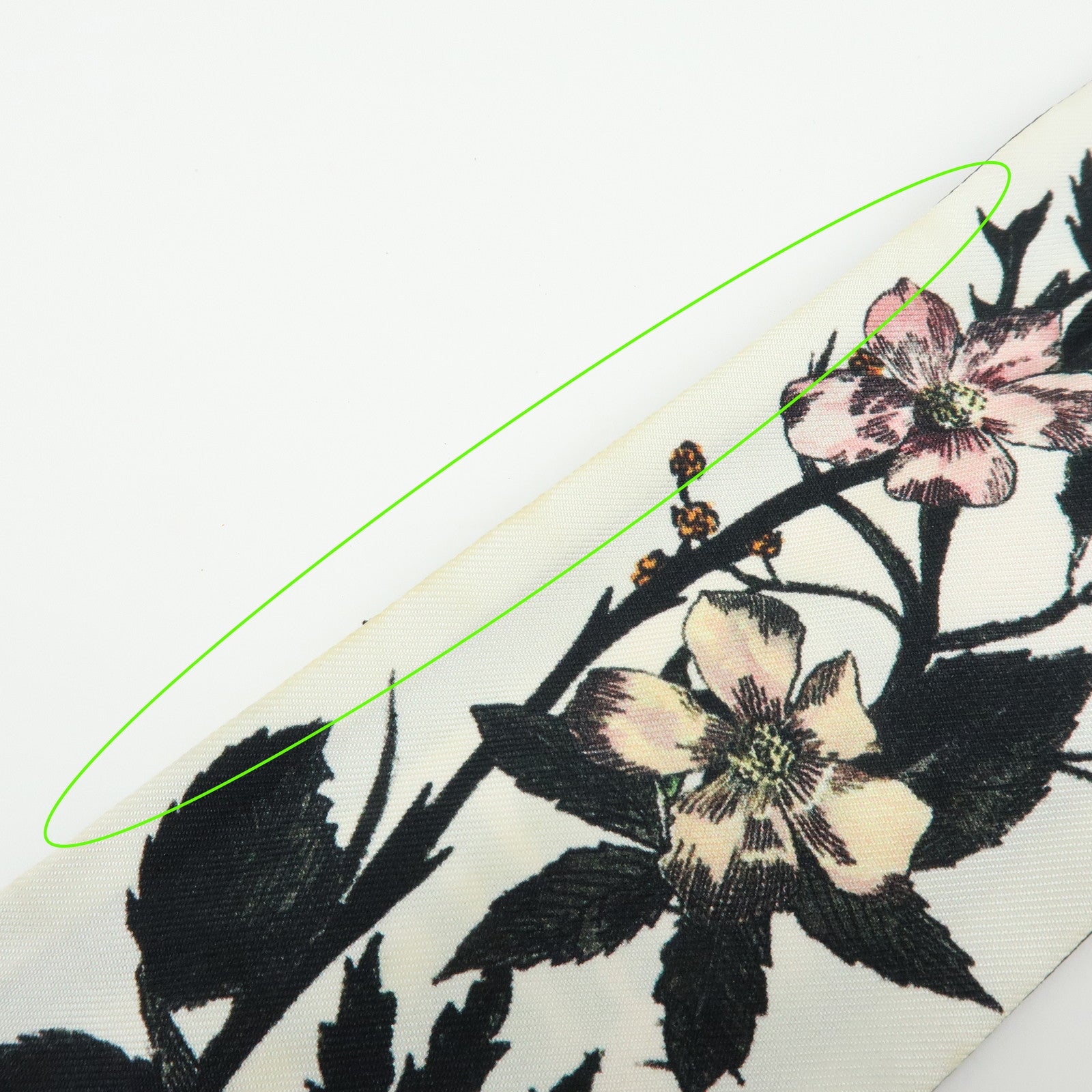 Christian Dior Mitzah Flower Motif Silk 100% Scarf Ivory Pink Black