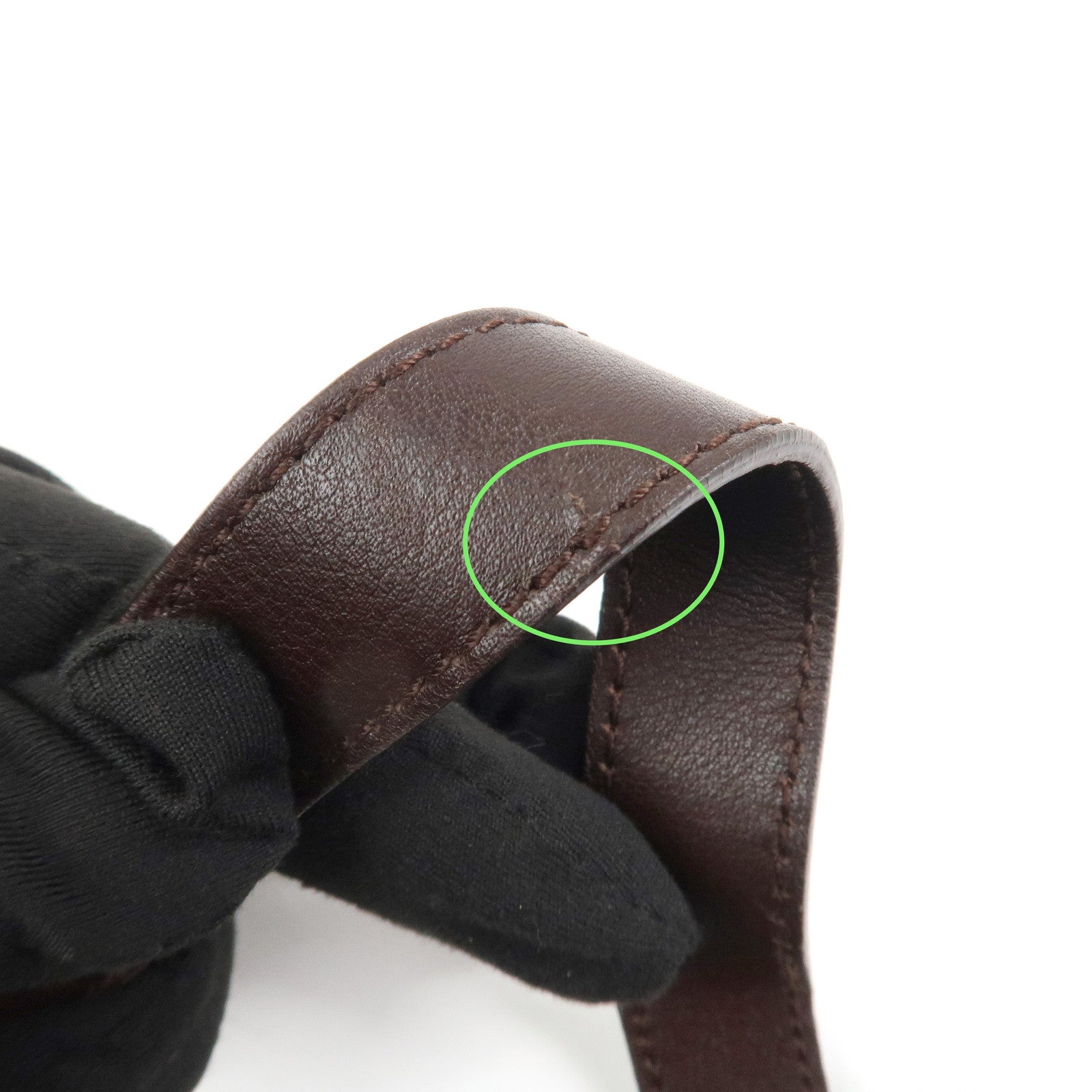 BVLGARI Logo Mania Leather Canvas Shoulder Bag Khaki Dark Brown Used