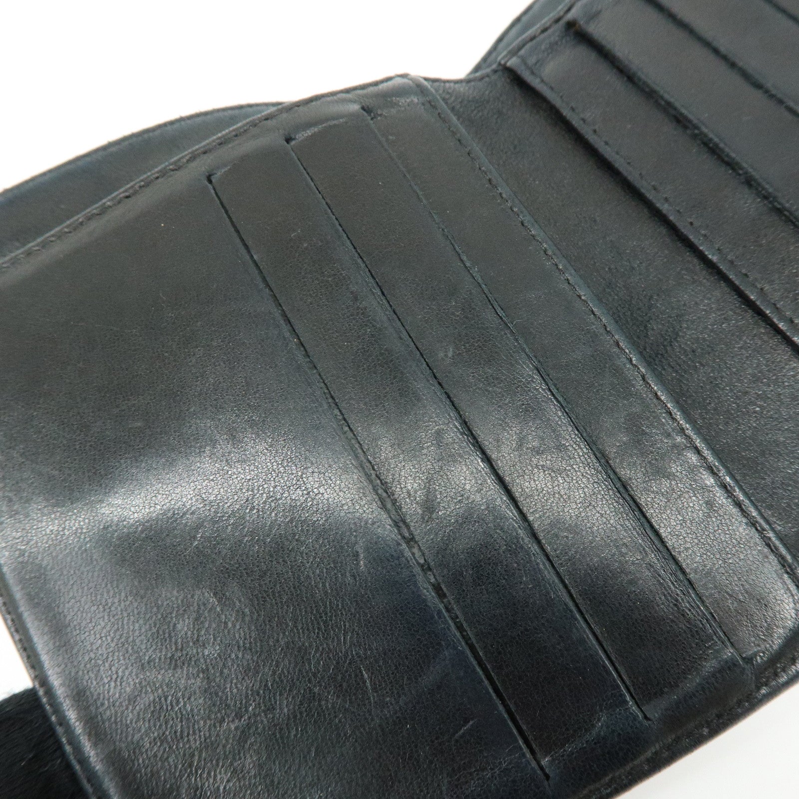 CHANEL COCO Mark Caviarskin Compact Bi-fold Wallet Black
