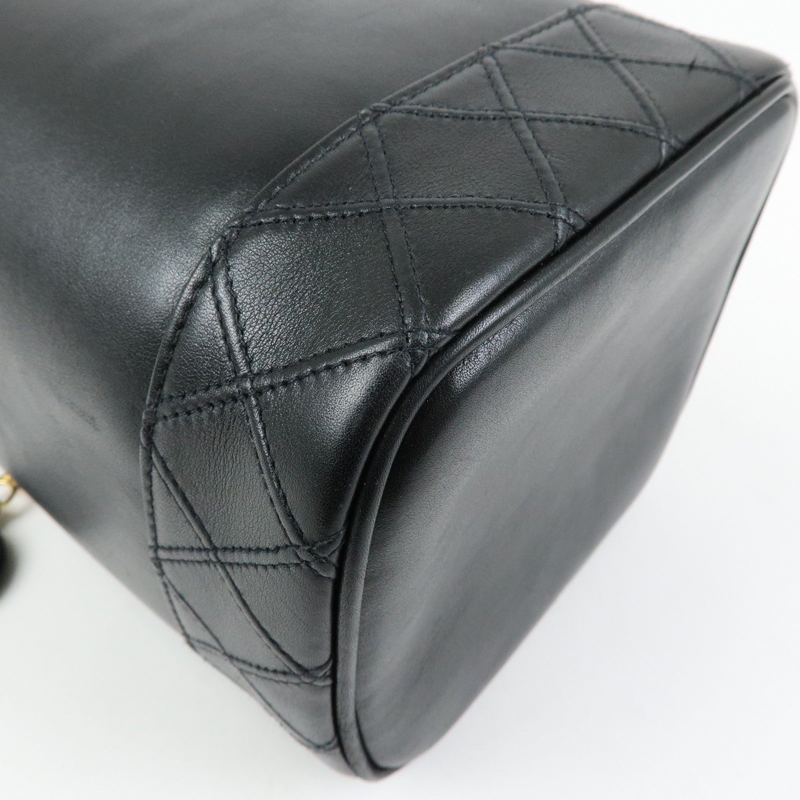 CHANEL COCO Mark Bicolore Lamb Skin Vanity Bag Hand Bag A01619